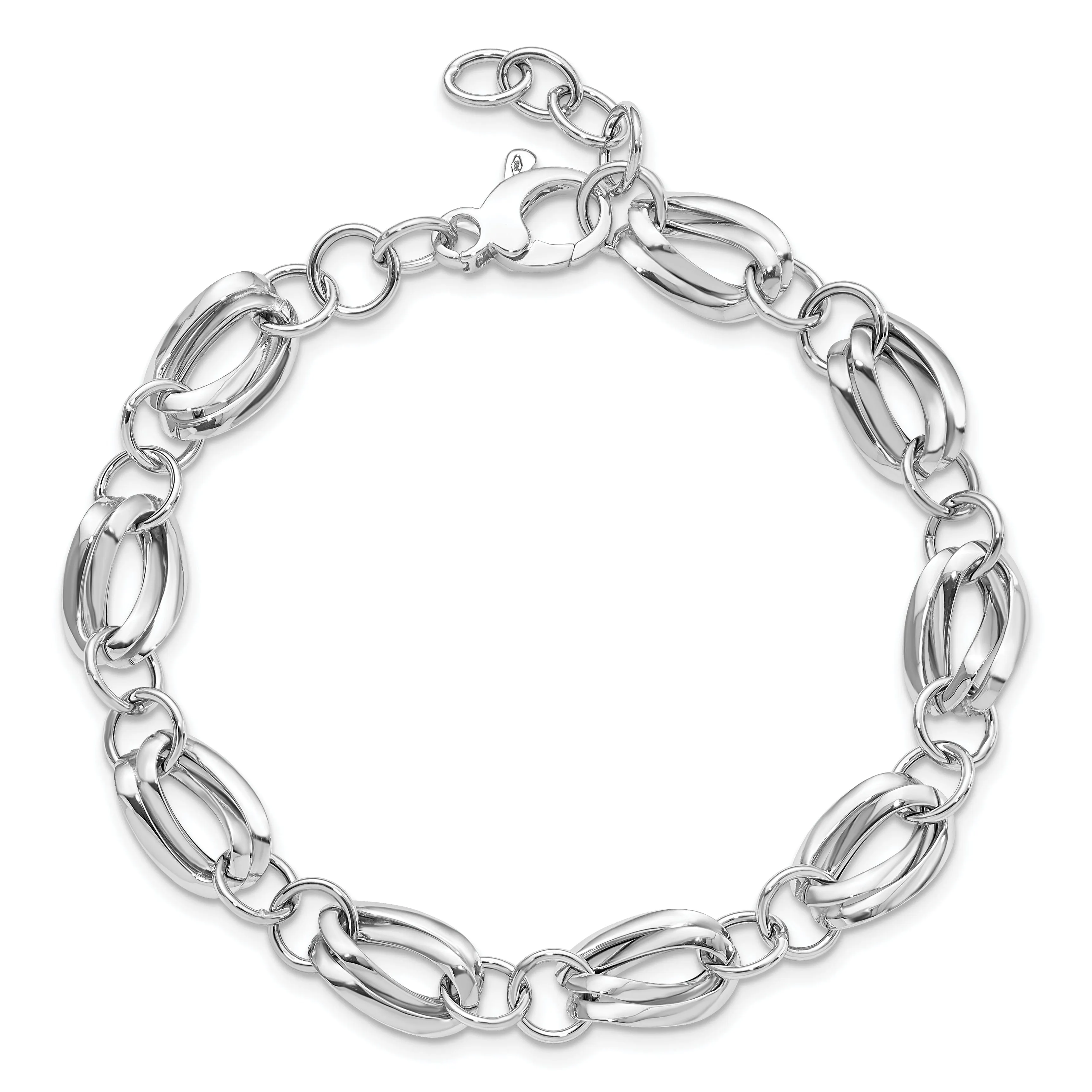 14k White Gold Polished Fancy Link Bracelet