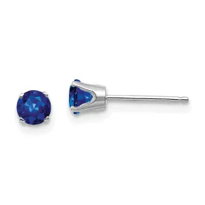 14k White Gold Round Sapphire Birthstone Earrings