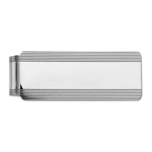14k White Gold Solid Line Design Money Clip.
