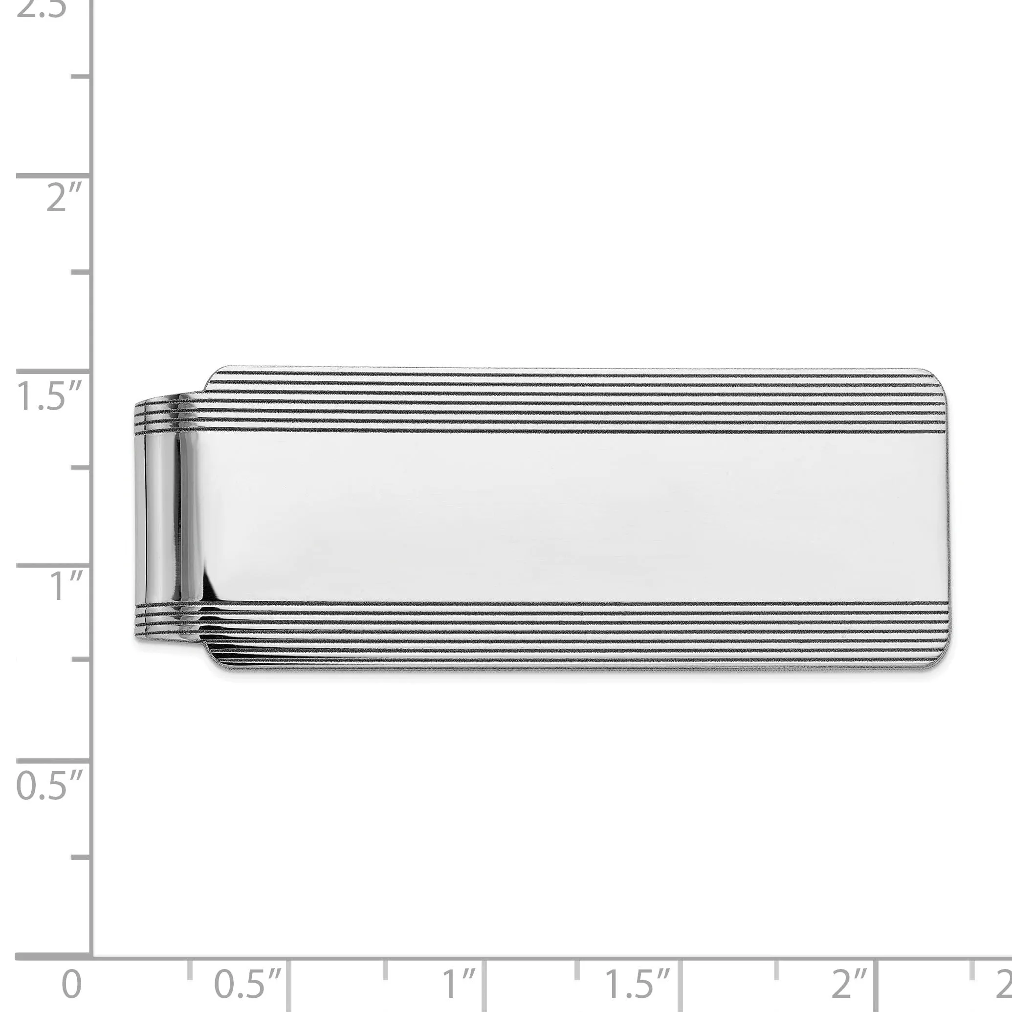 14k White Gold Solid Line Design Money Clip.