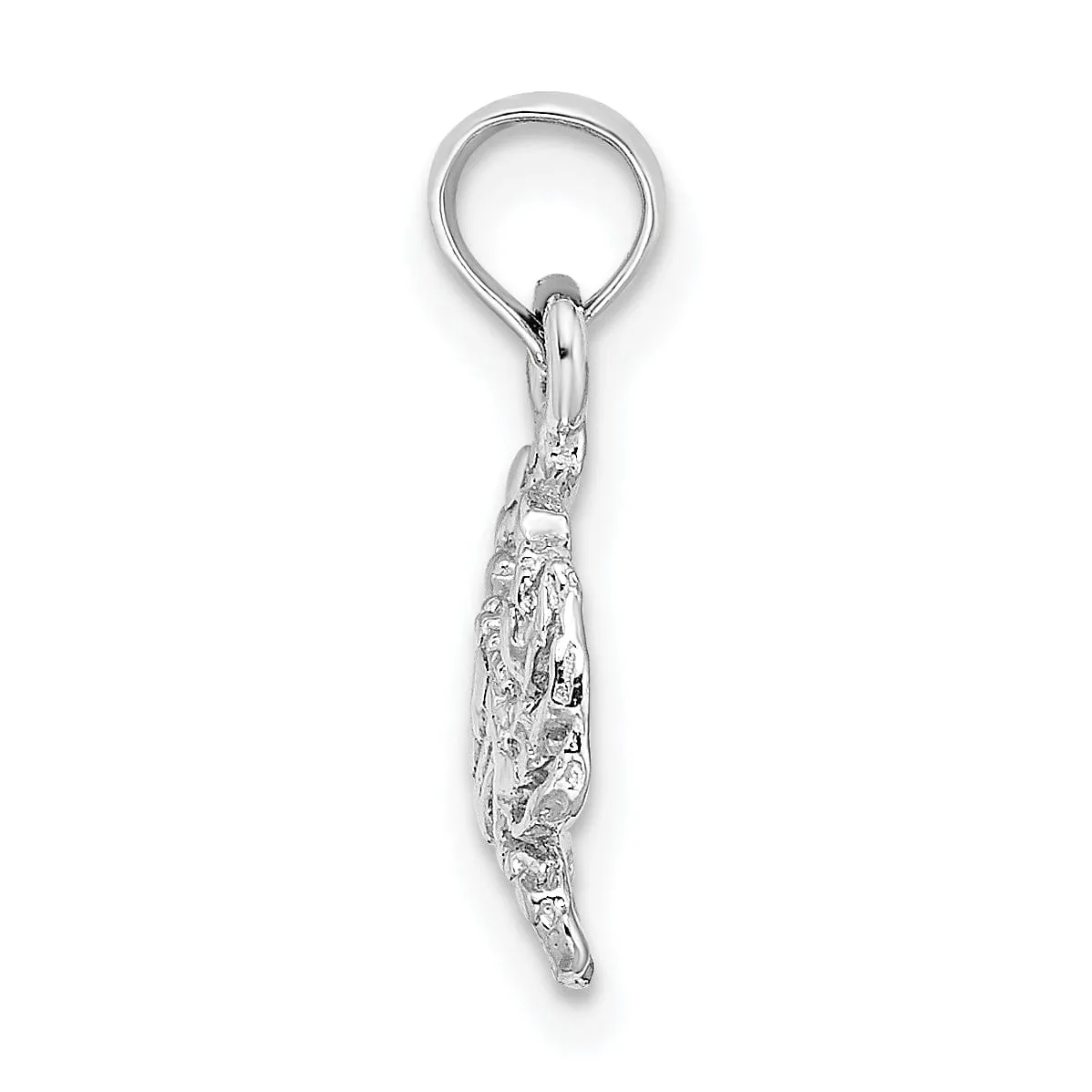 14k White Gold Solid Polished Blue Claw Crab Charm Pendant