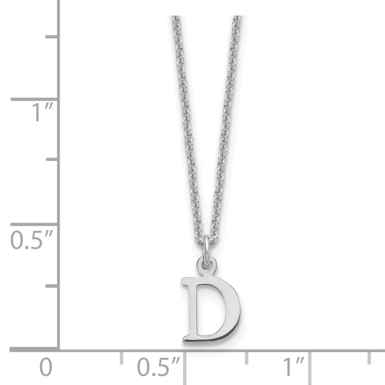14k White Gold Tiny Cut Out Block Letter D Initial Pendant and Necklace