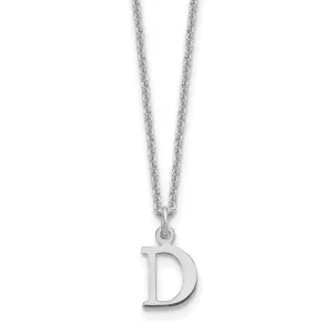 14k White Gold Tiny Cut Out Block Letter D Initial Pendant and Necklace