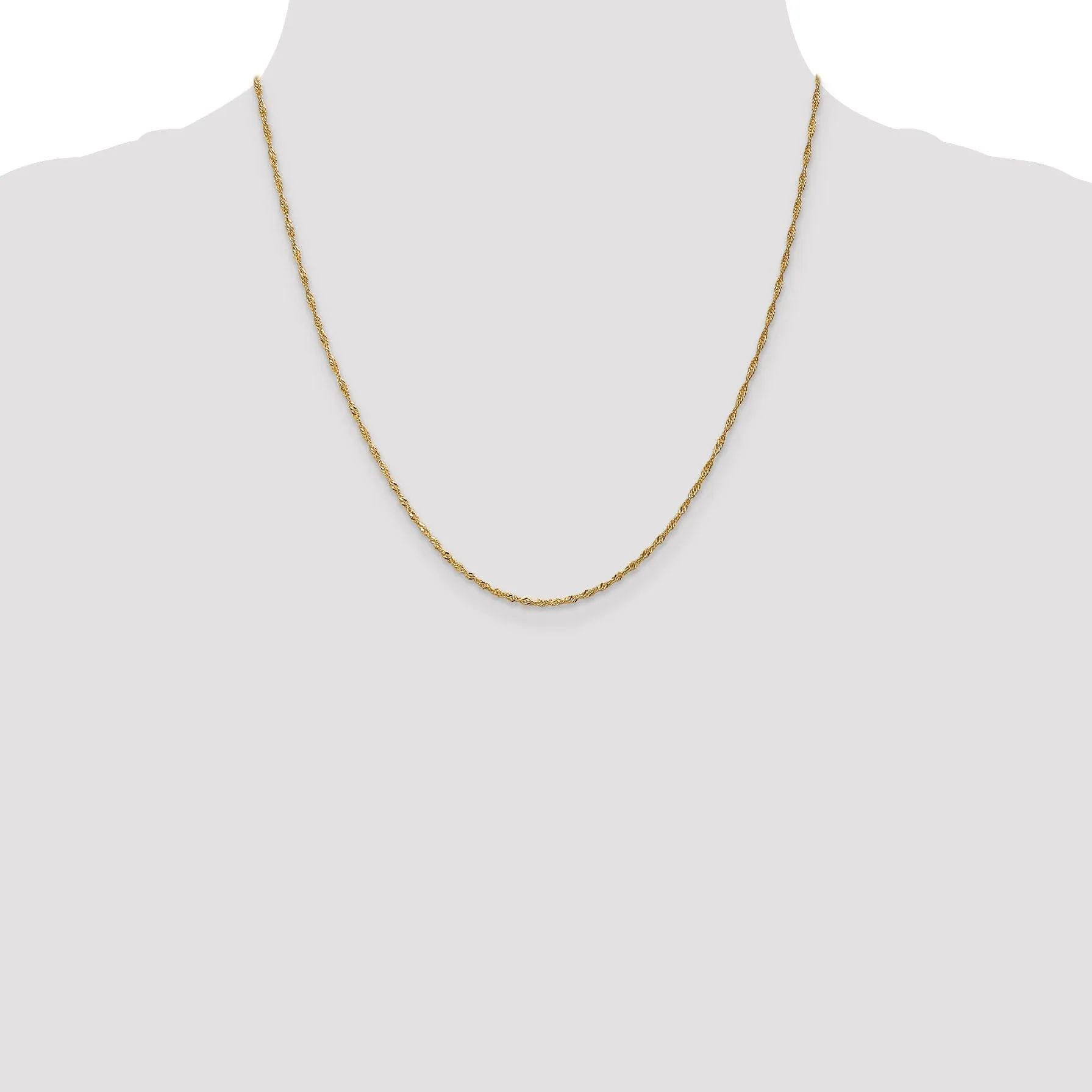 14k Yellow Gold 1.3m Singapore Chain with Lock