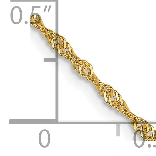 14k Yellow Gold 1.3m Singapore Chain with Lock