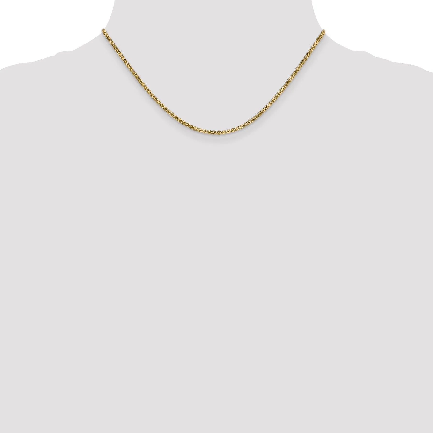 14k Yellow Gold 2.1mm Spiga Wheat Chain