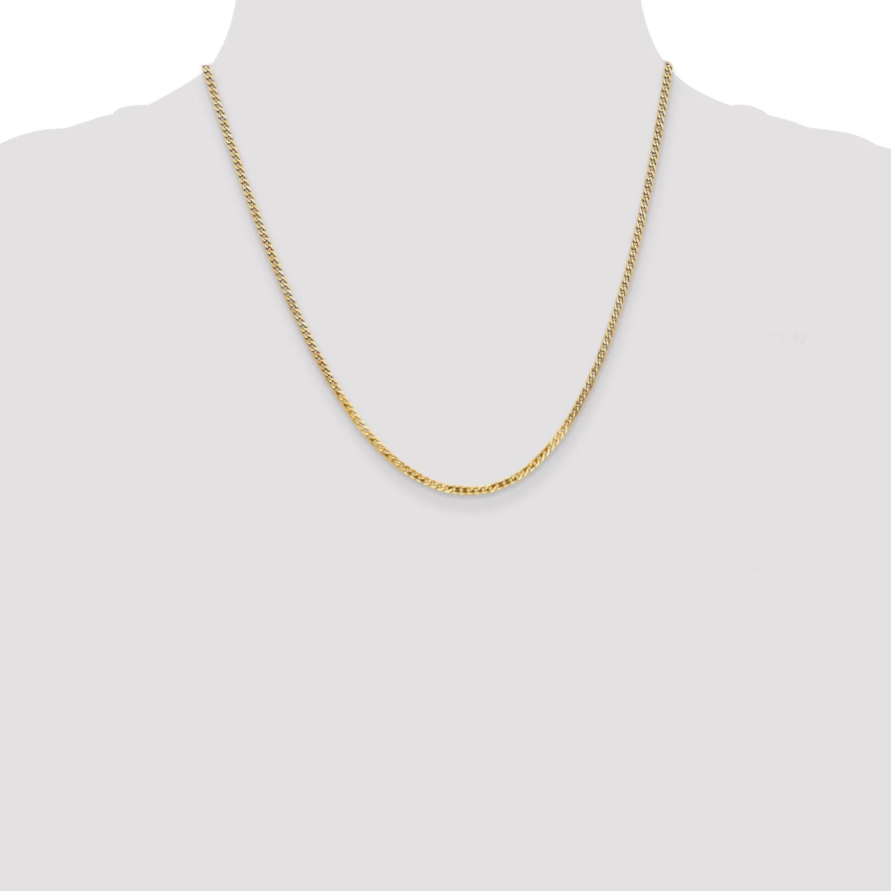 14k Yellow Gold 2.20mm Flat Beveled Curb Chain