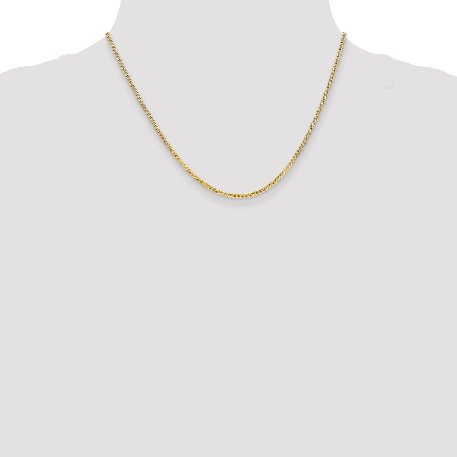 14k Yellow Gold 2.20mm Flat Beveled Curb Chain
