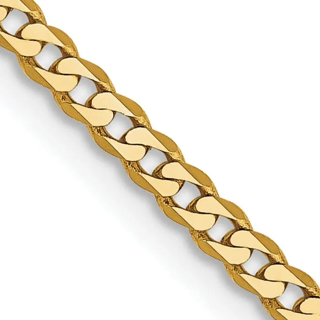14k Yellow Gold 2.20mm Flat Beveled Curb Chain
