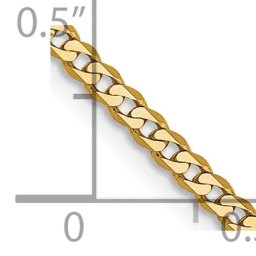 14k Yellow Gold 2.20mm Flat Beveled Curb Chain