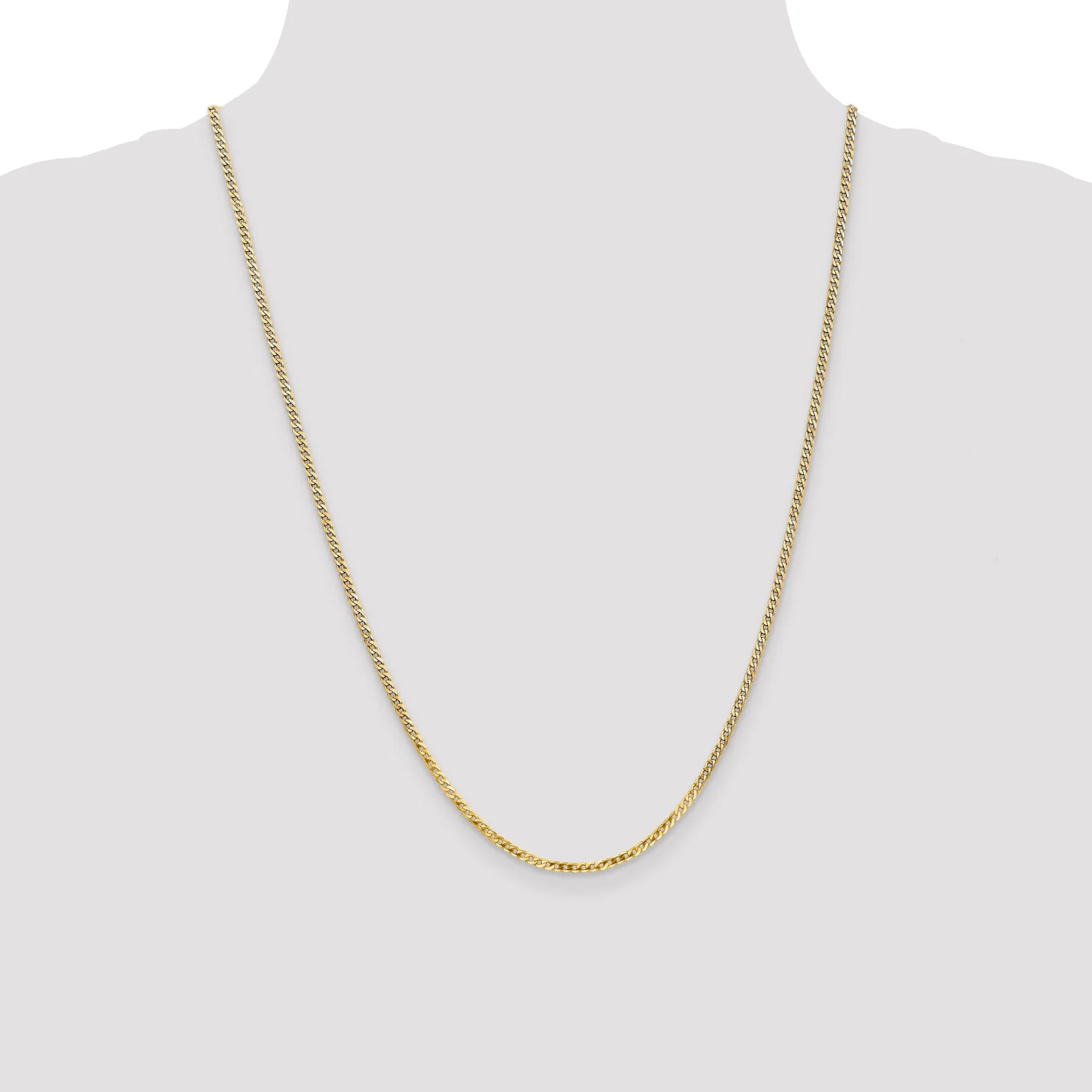 14k Yellow Gold 2.20mm Flat Beveled Curb Chain