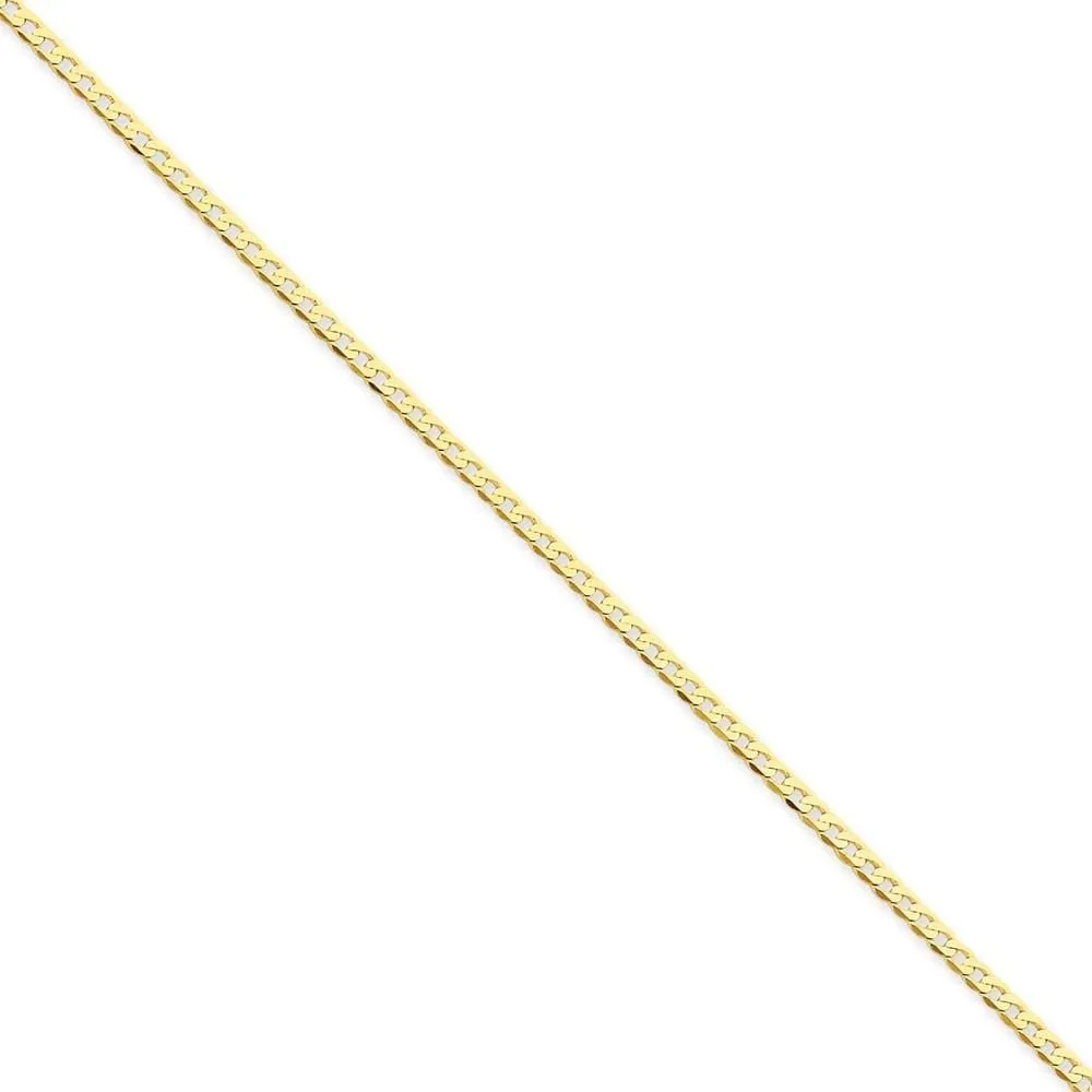 14k Yellow Gold 2.20mm Flat Beveled Curb Chain