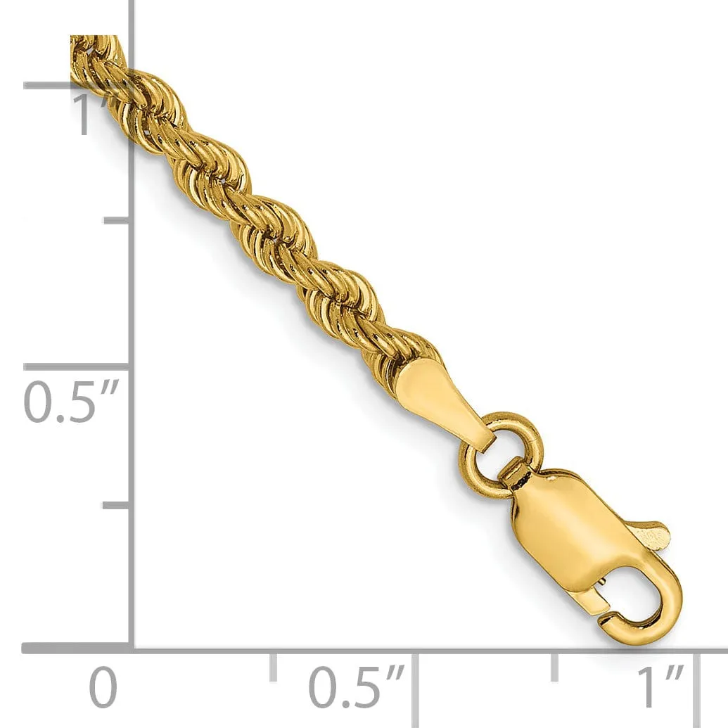 14k Yellow Gold 2.25mm Regular Rope Chain