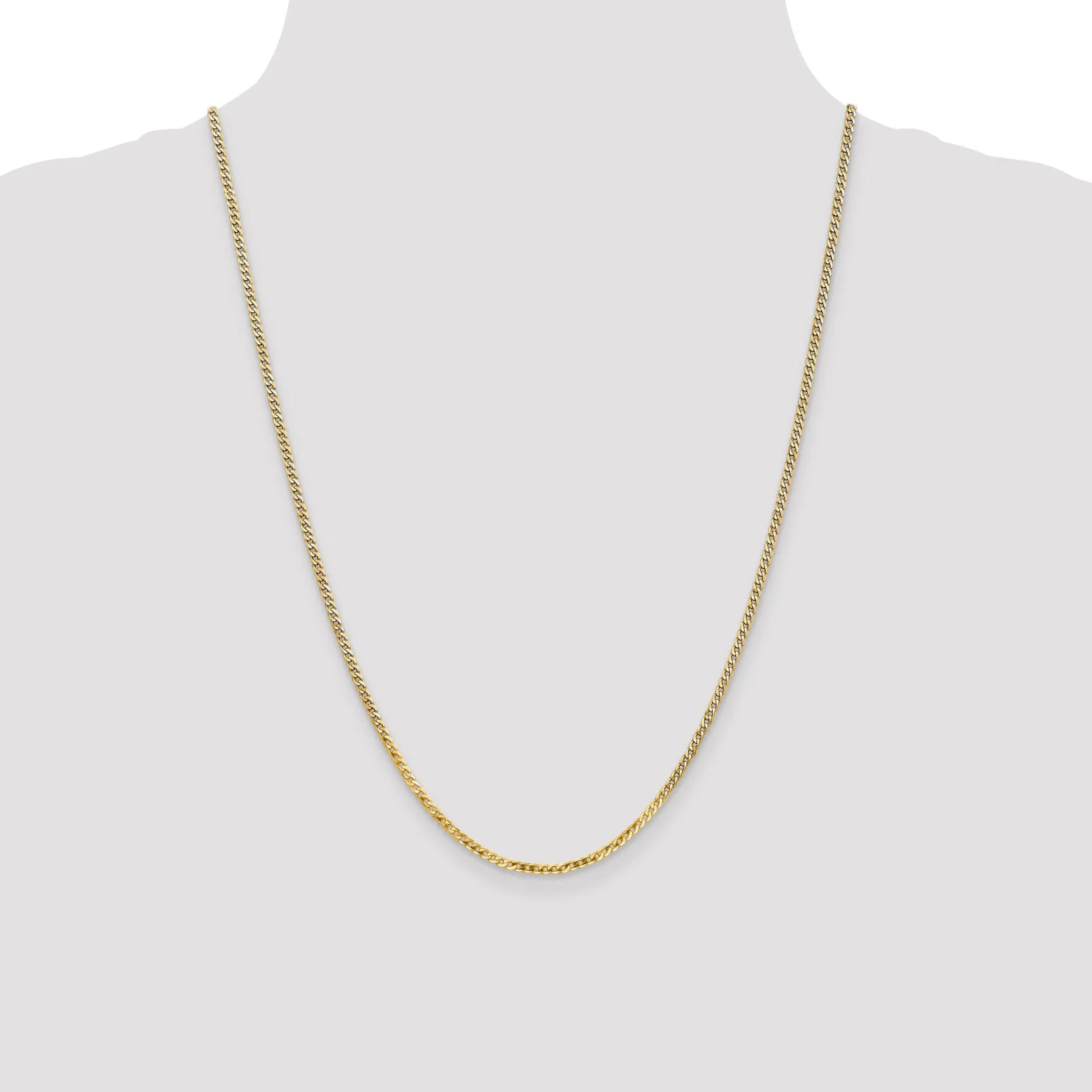 14k Yellow Gold 2.2mm Flat Beveled Curb Chain