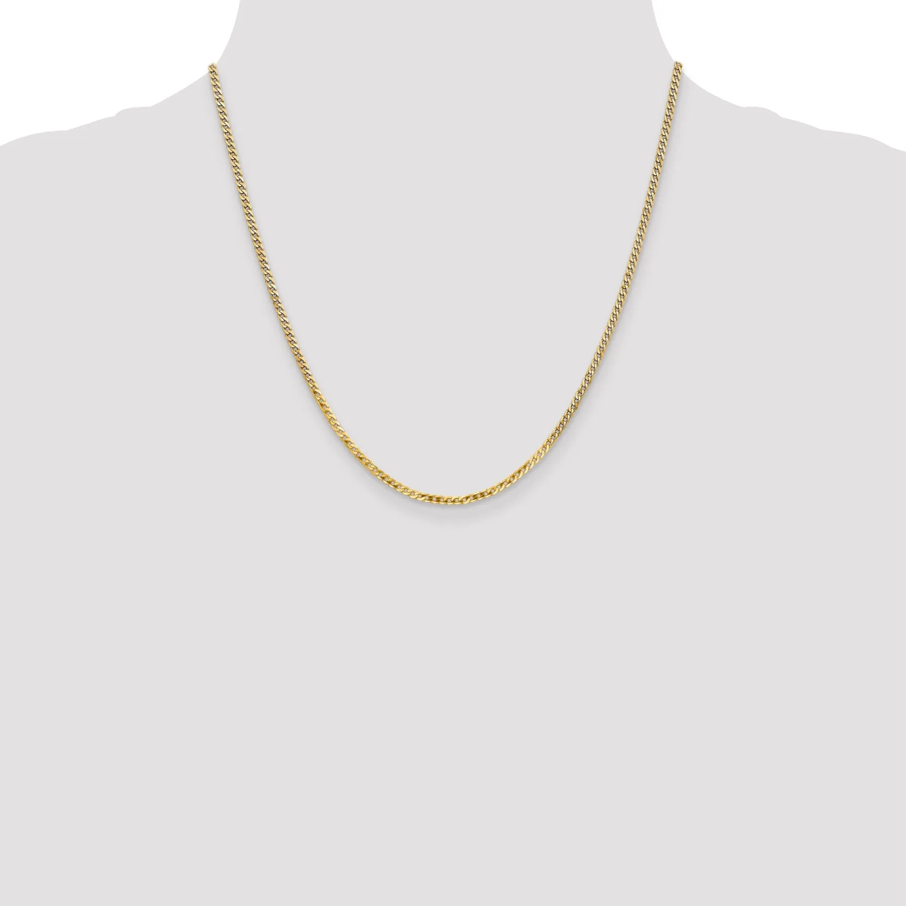 14k Yellow Gold 2.2mm Flat Beveled Curb Chain