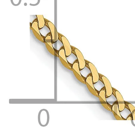 14k Yellow Gold 2.2mm Flat Beveled Curb Chain