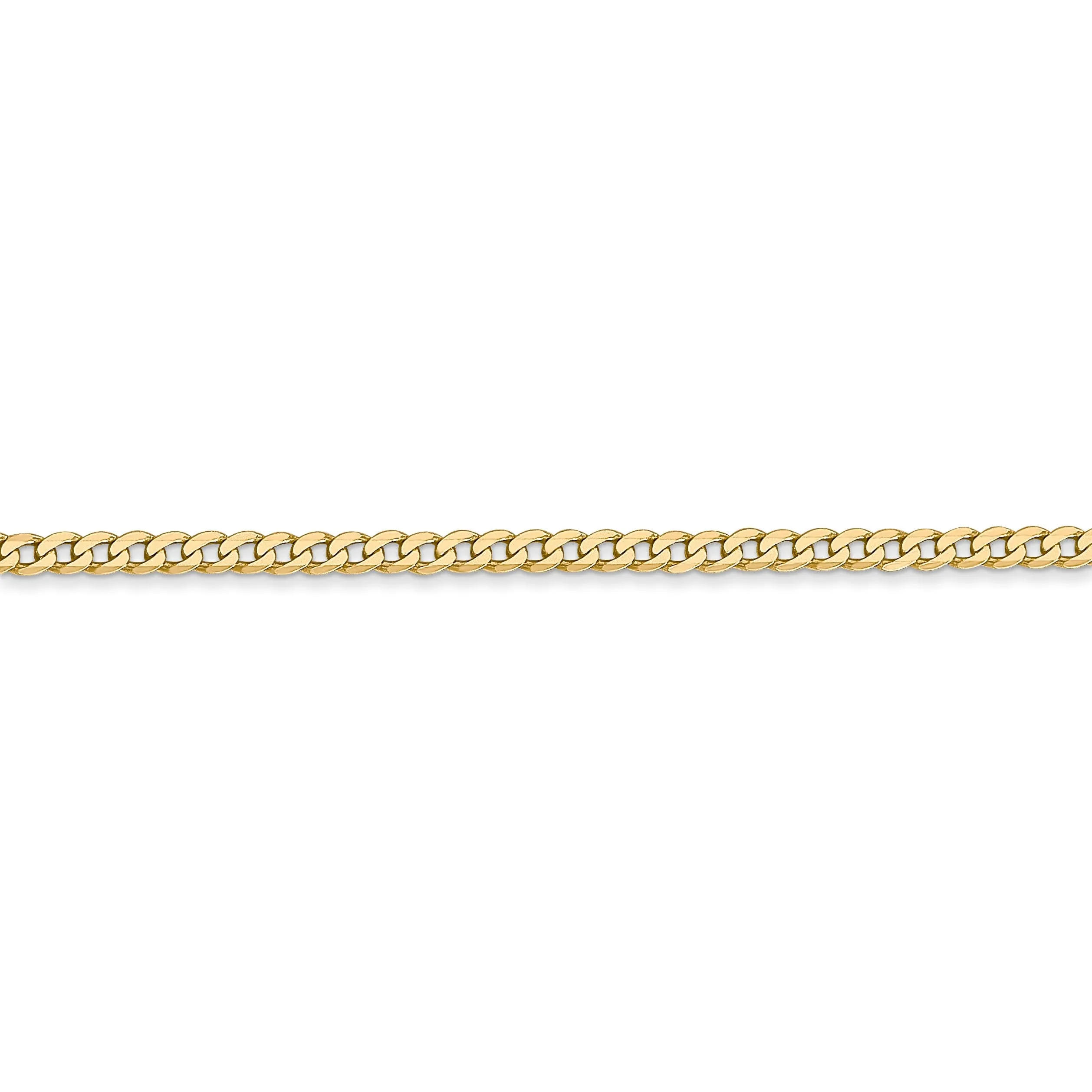 14k Yellow Gold 2.2mm Flat Beveled Curb Chain