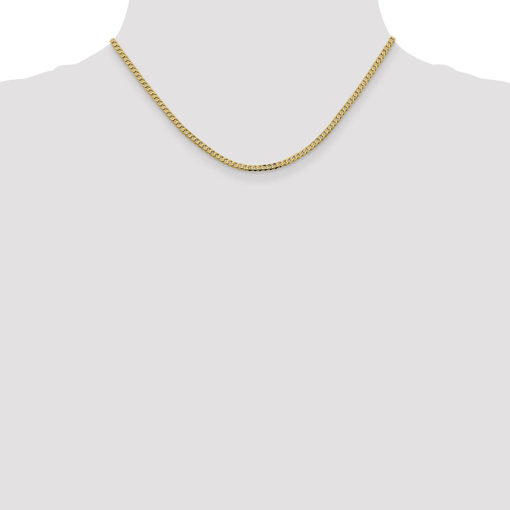 14k Yellow Gold 2.3mm Flat Beveled Curb Chain