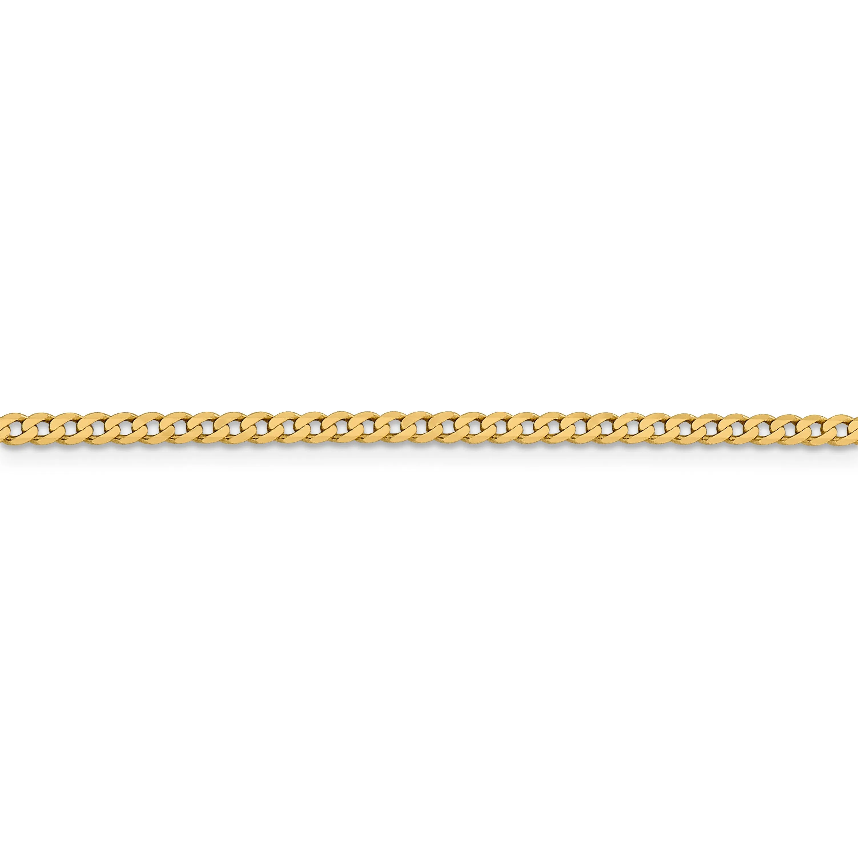 14k Yellow Gold 2.3mm Flat Beveled Curb Chain