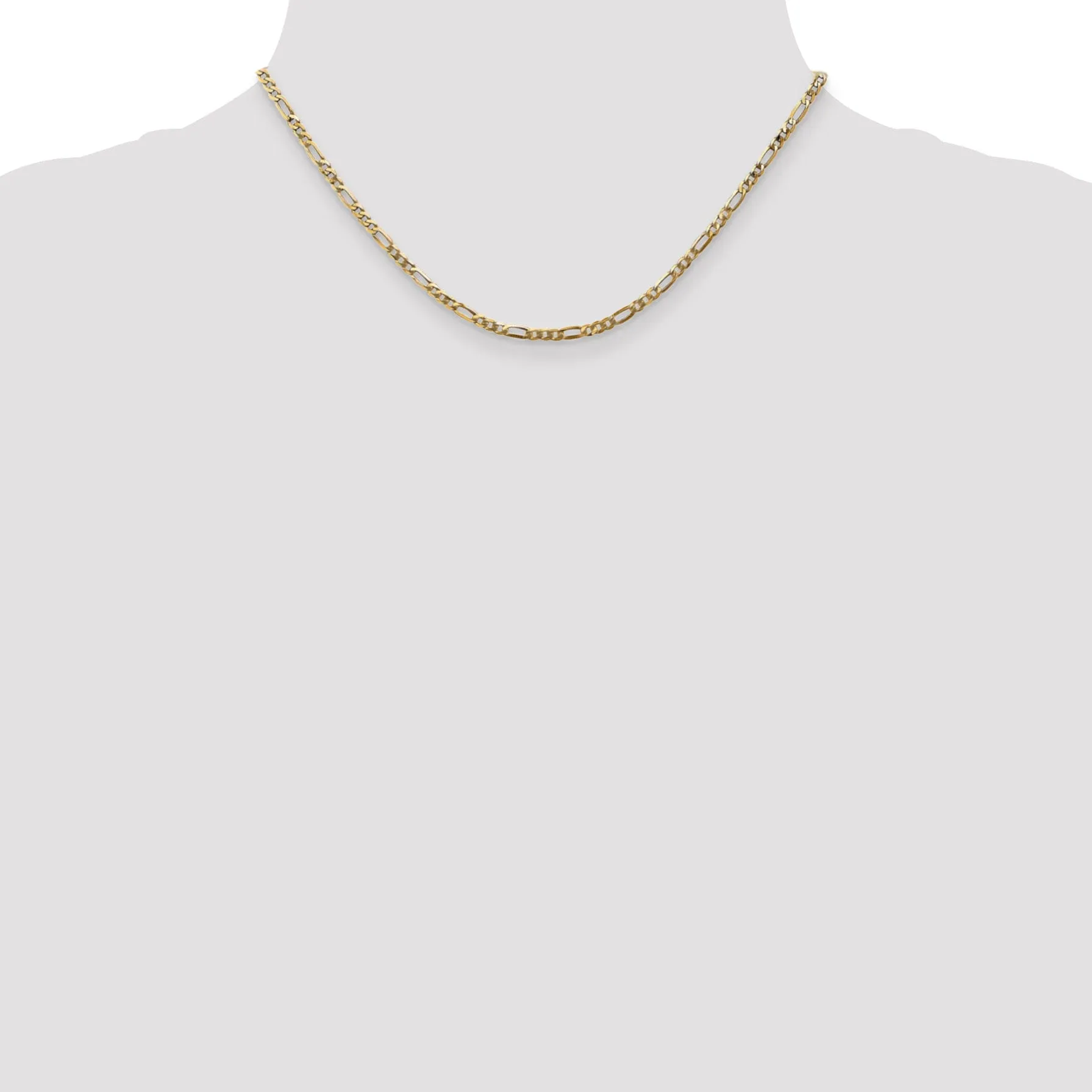 14k Yellow Gold 2.75-mm Flat Solid Figaro Chain