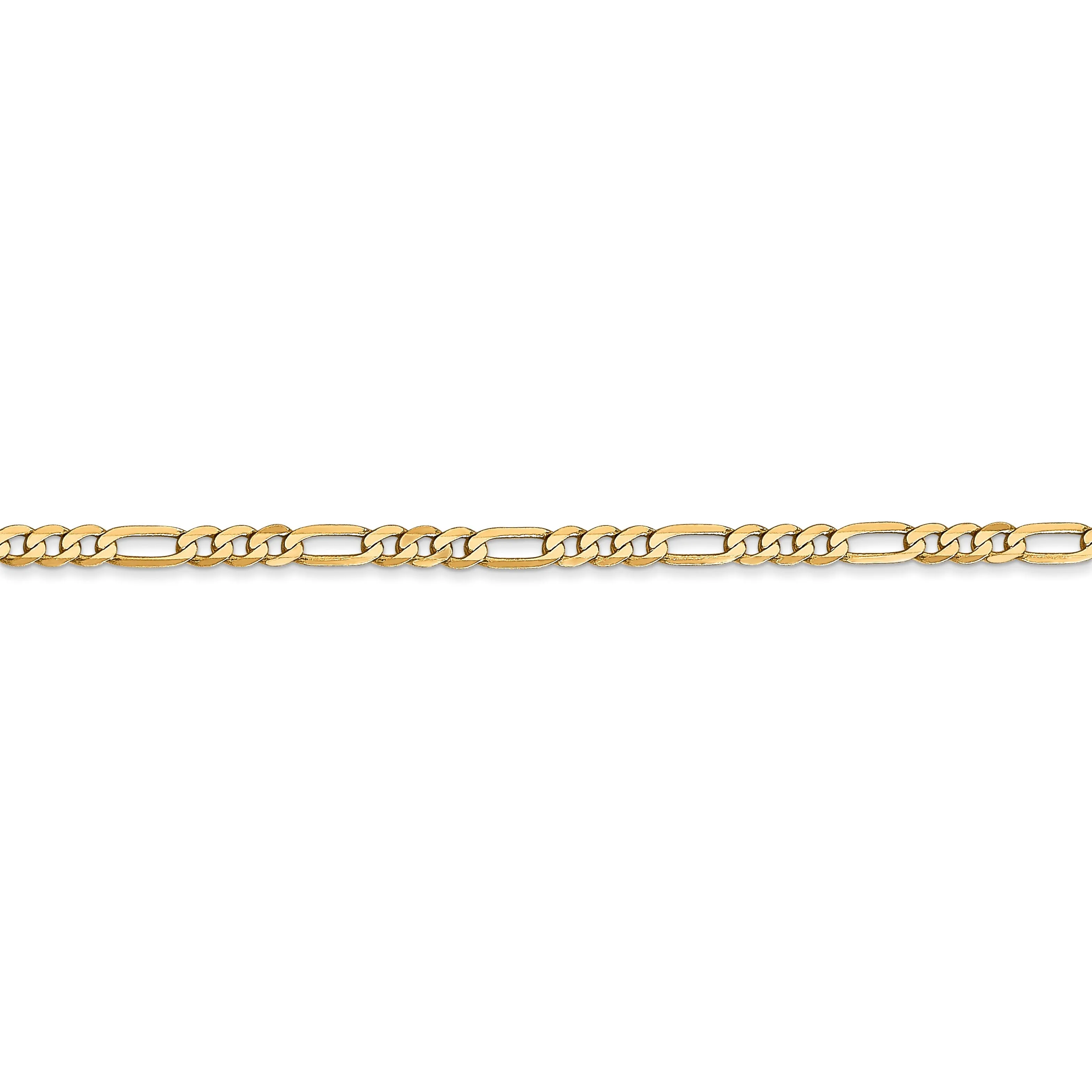 14k Yellow Gold 2.75-mm Flat Solid Figaro Chain