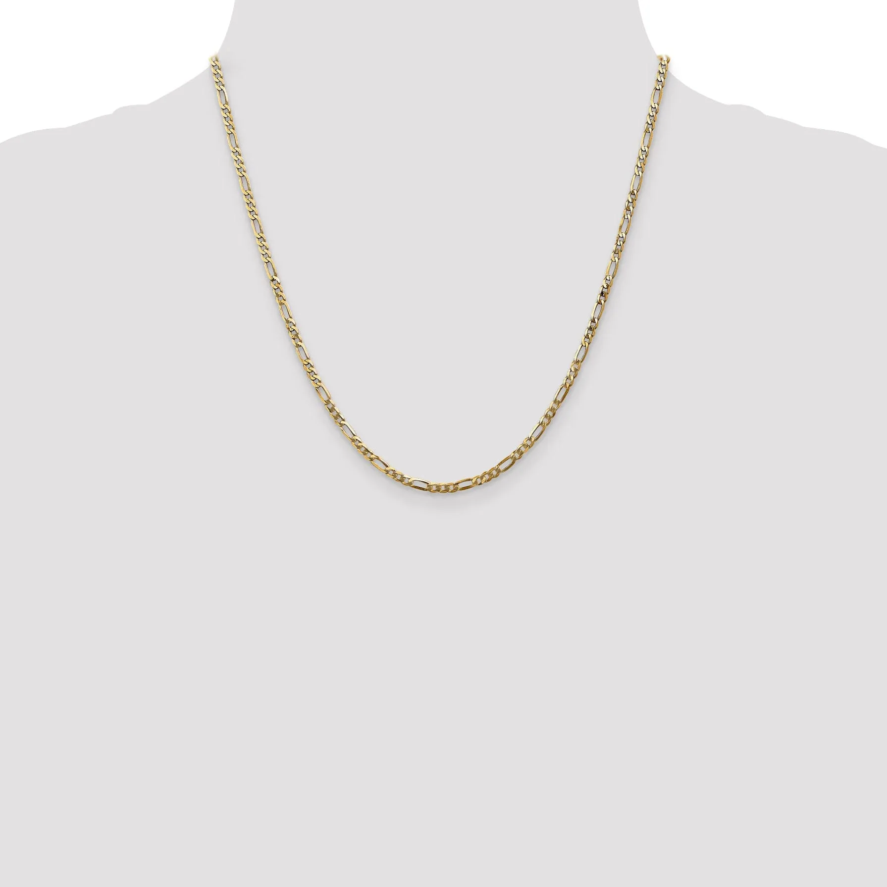 14k Yellow Gold 2.75-mm Flat Solid Figaro Chain