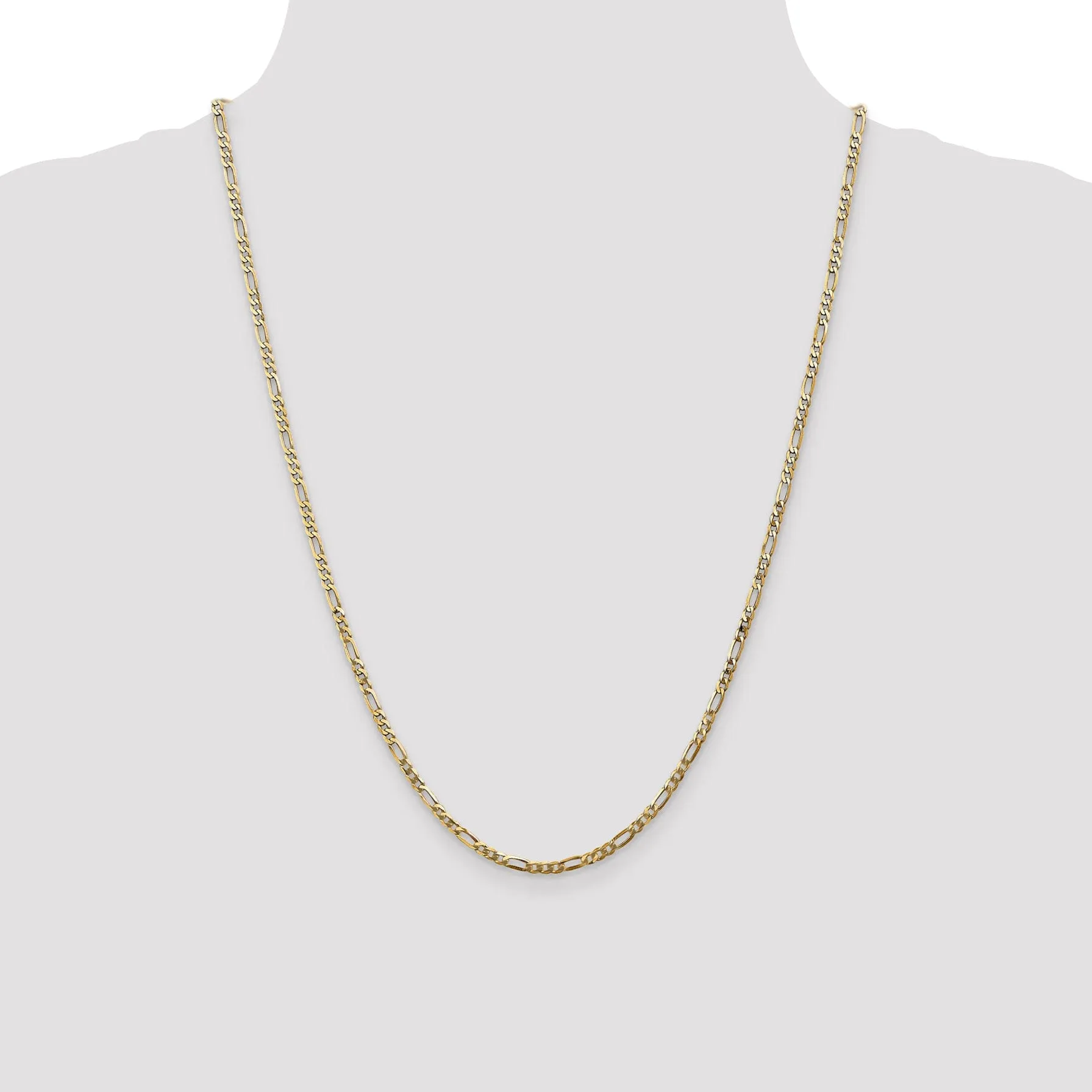 14k Yellow Gold 2.75-mm Flat Solid Figaro Chain