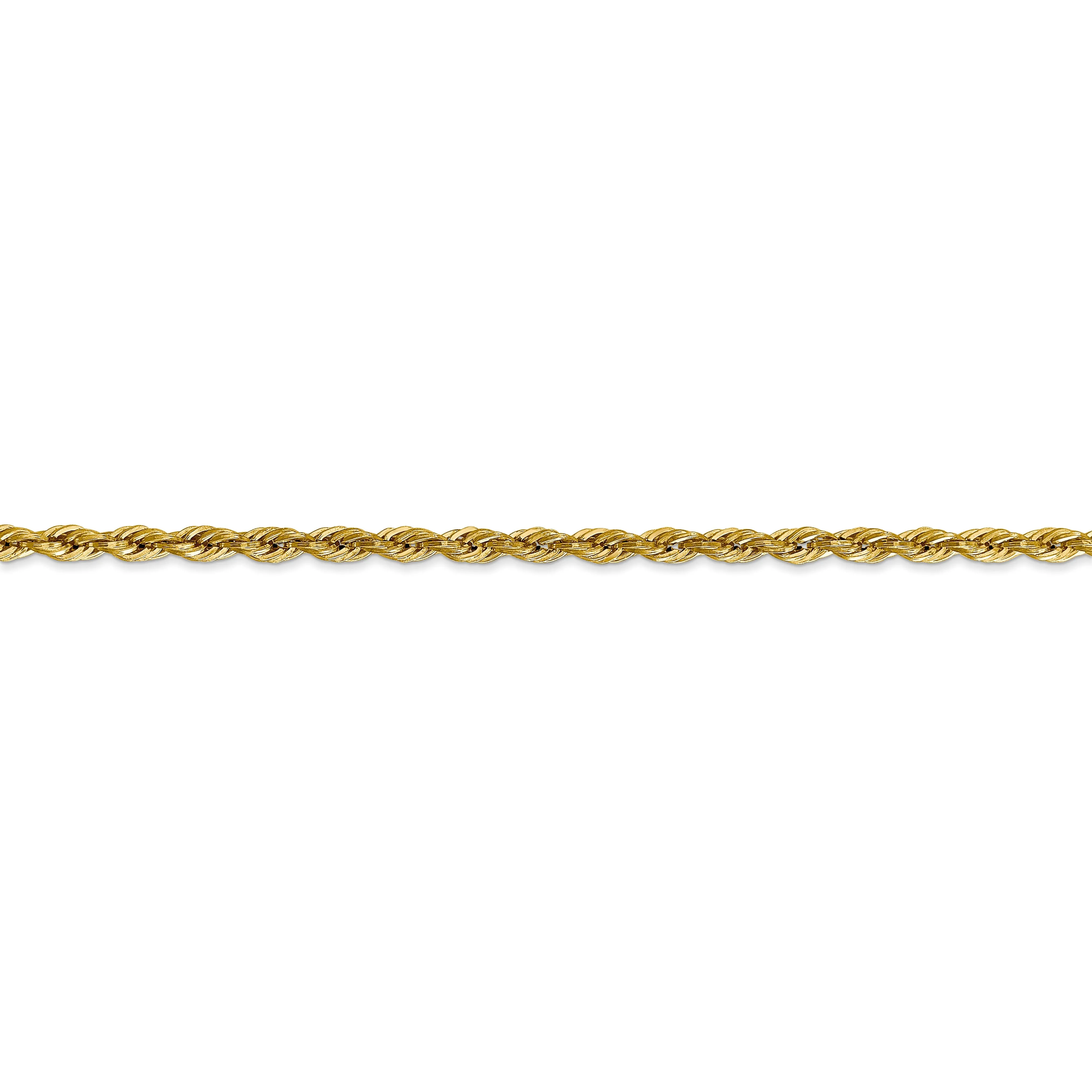 14k Yellow Gold 3-mm Semi Solid Rope Chain