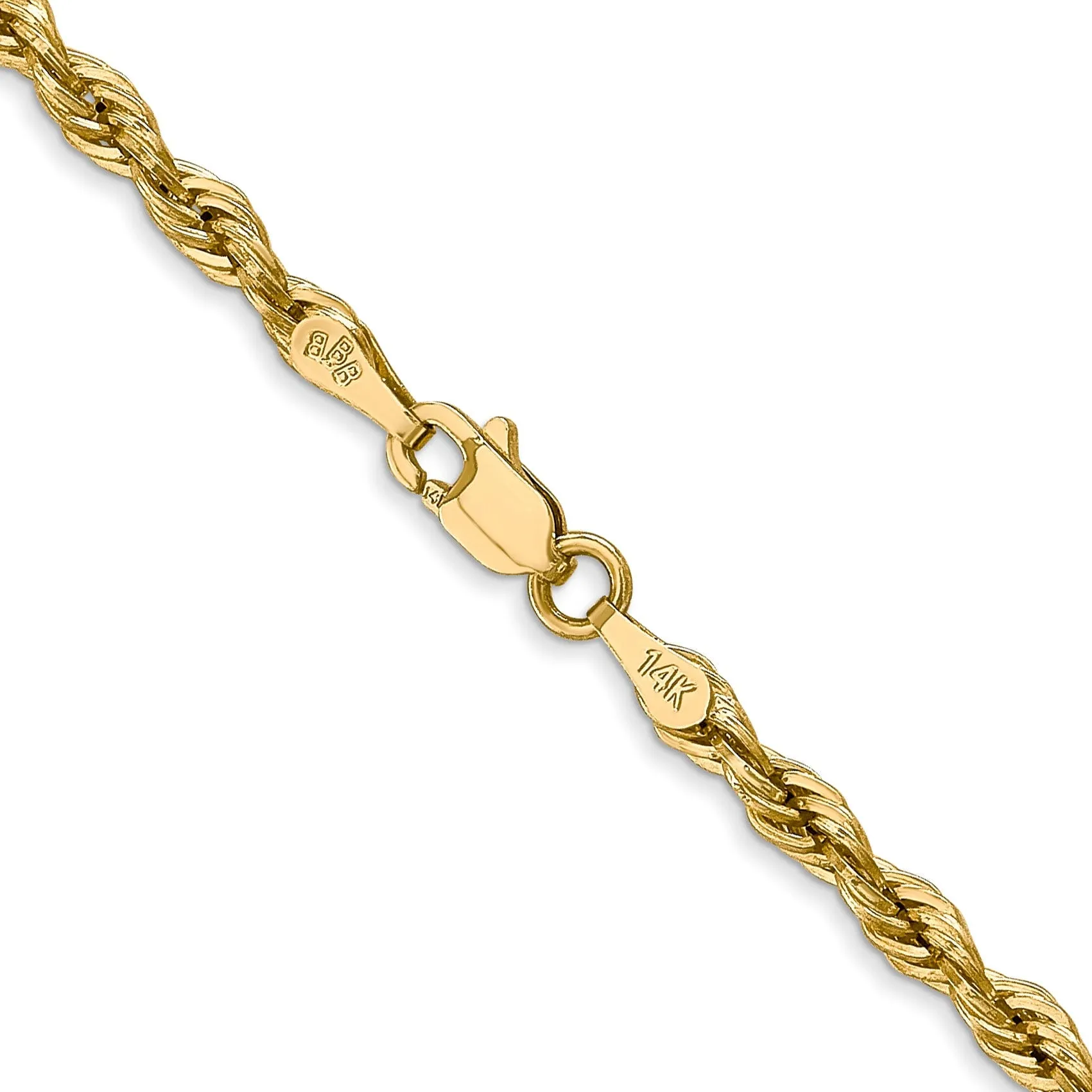 14k Yellow Gold 3-mm Semi Solid Rope Chain