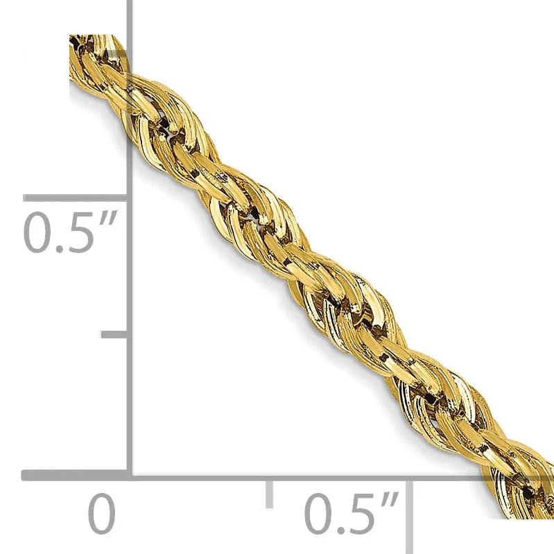 14k Yellow Gold 3-mm Semi Solid Rope Chain