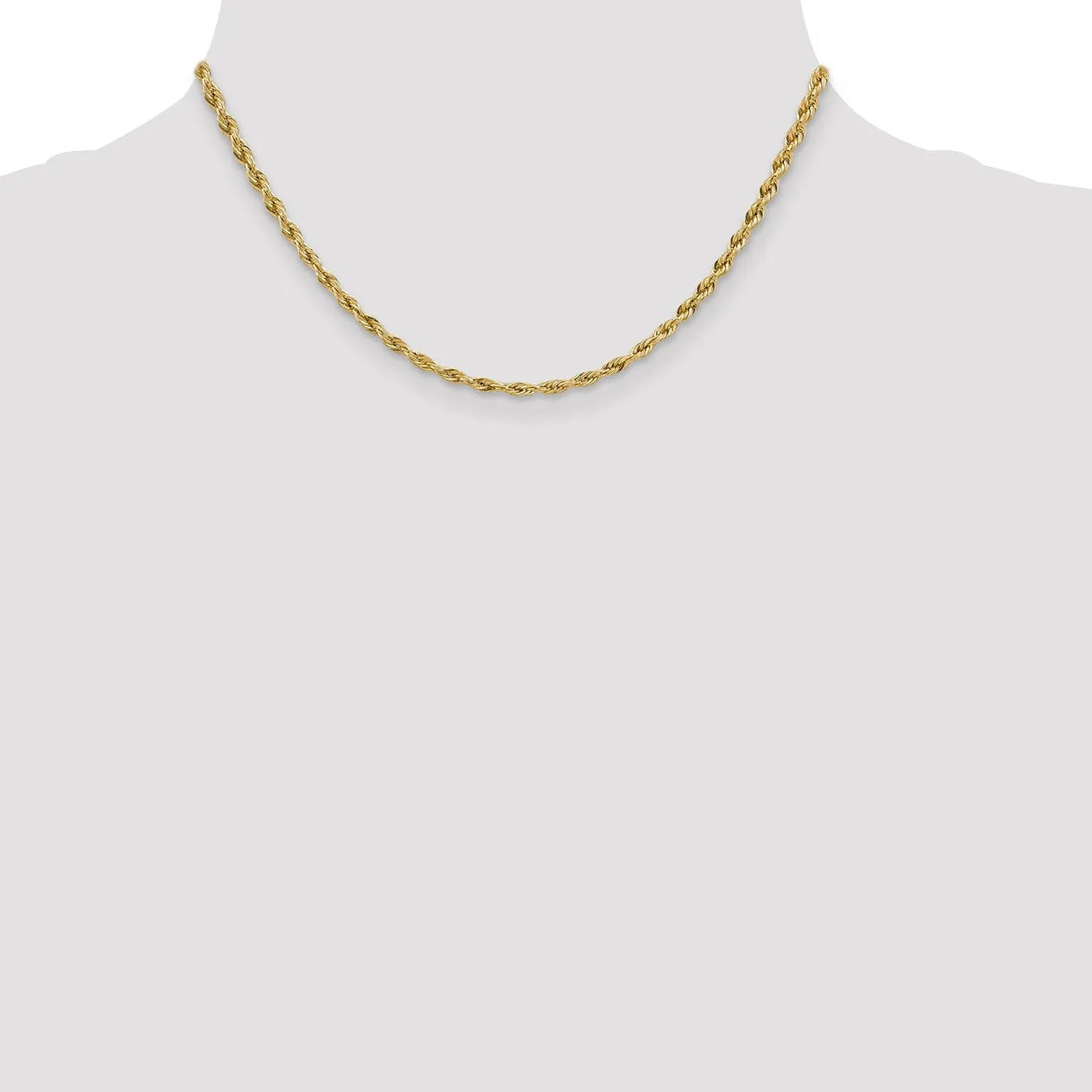14k Yellow Gold 3-mm Semi Solid Rope Chain
