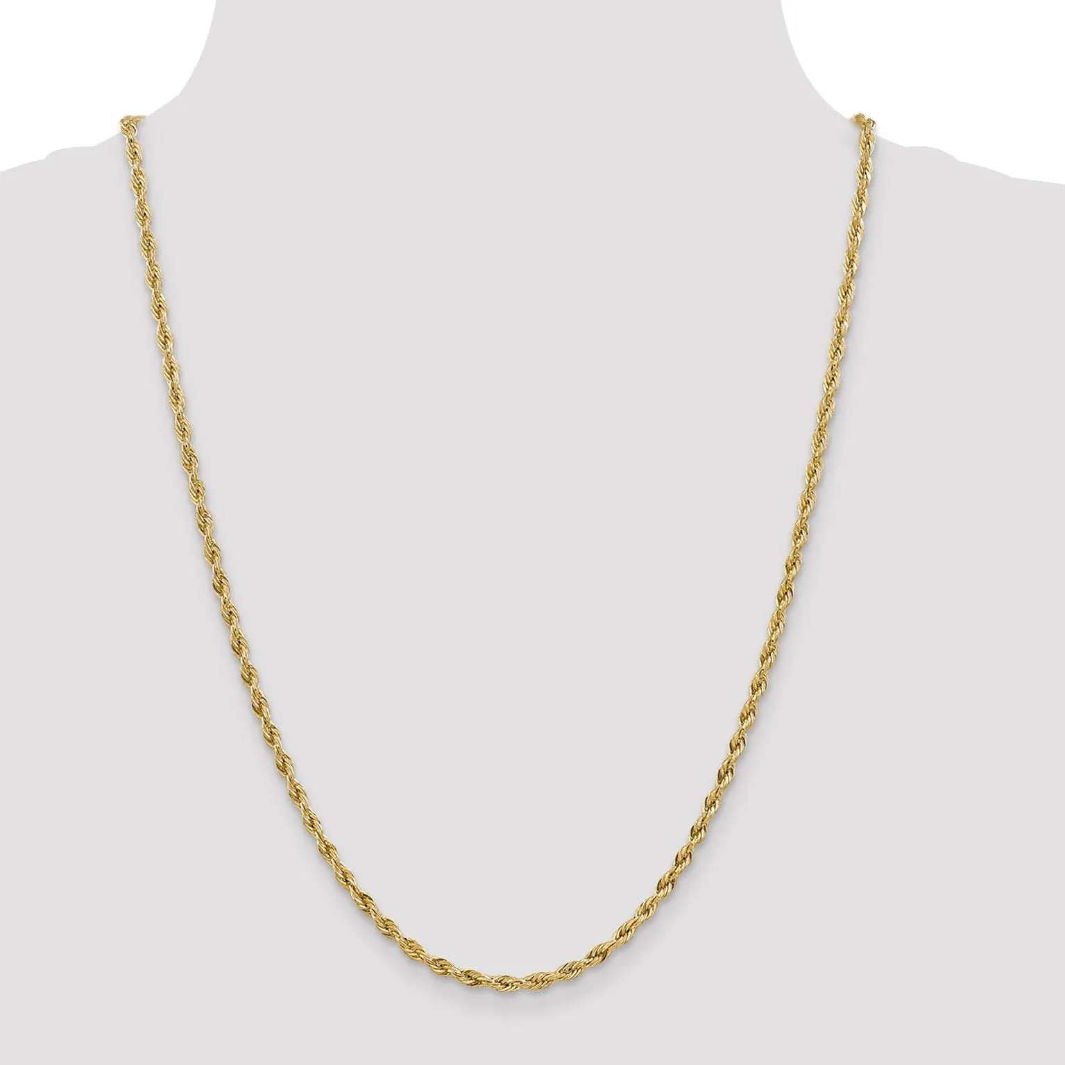 14k Yellow Gold 3-mm Semi Solid Rope Chain