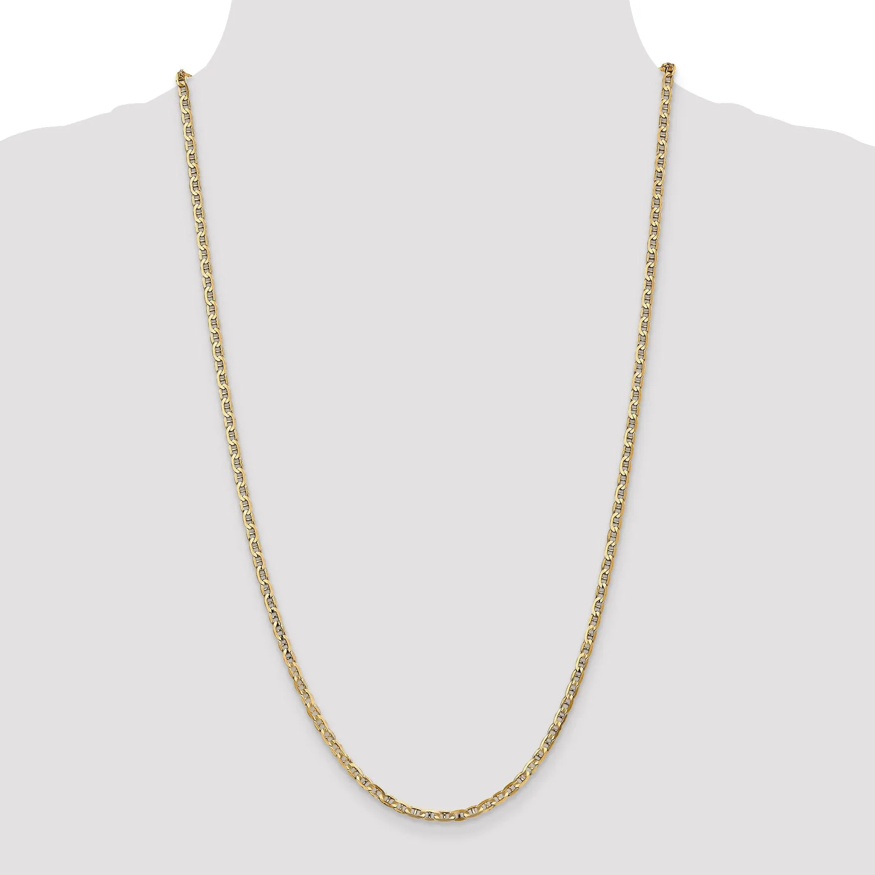 14k Yellow Gold 3.00mm Concave Anchor Chain