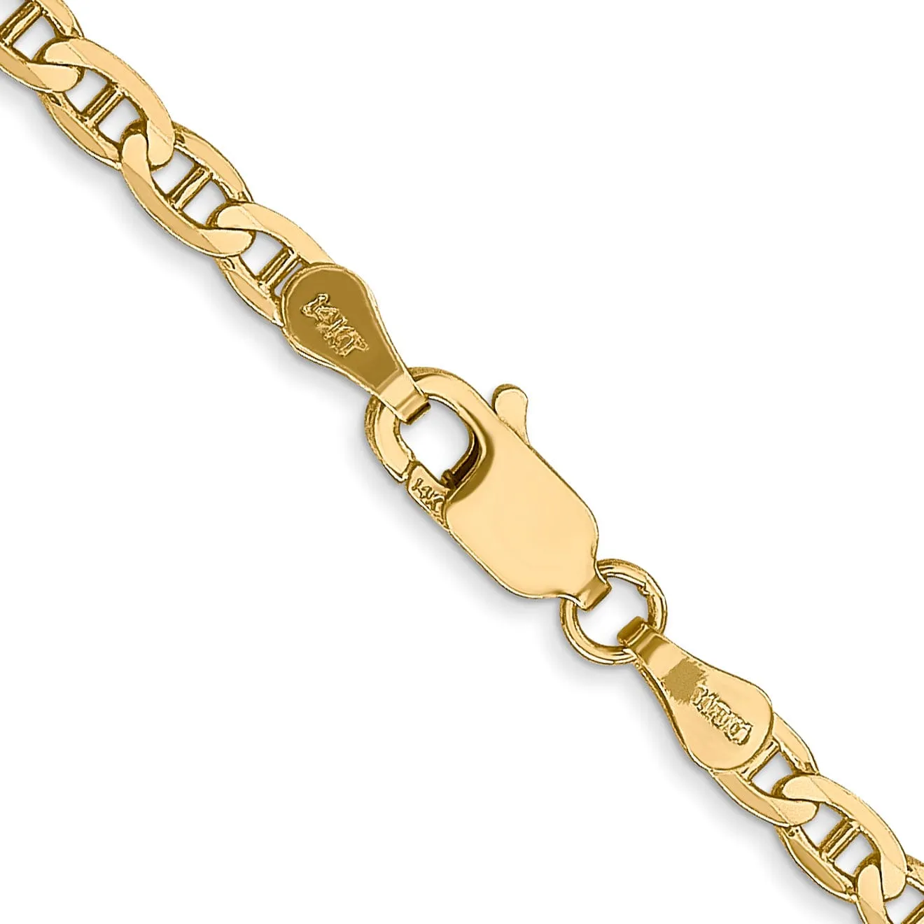 14k Yellow Gold 3.00mm Concave Anchor Chain