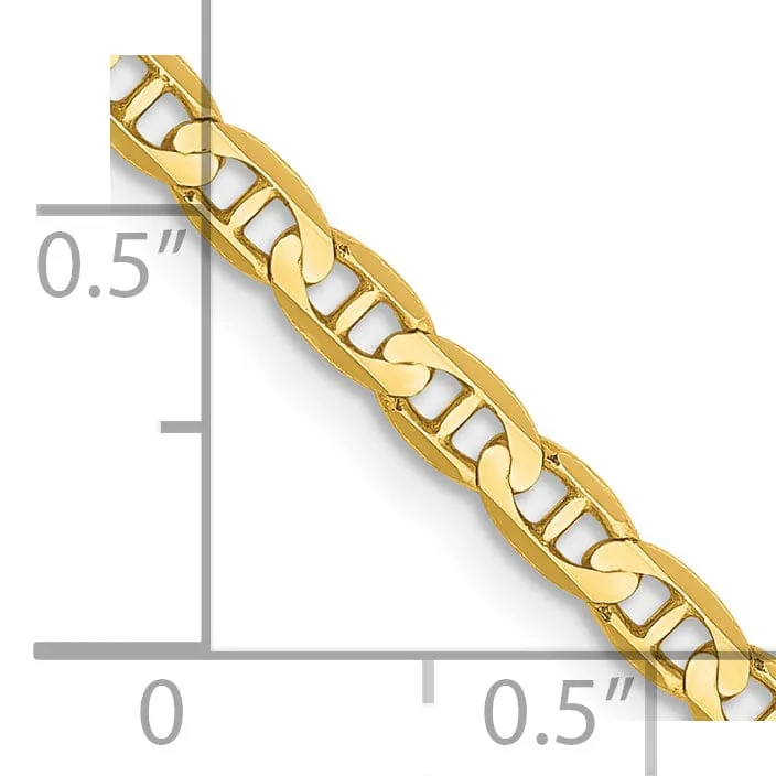 14k Yellow Gold 3.00mm Concave Anchor Chain