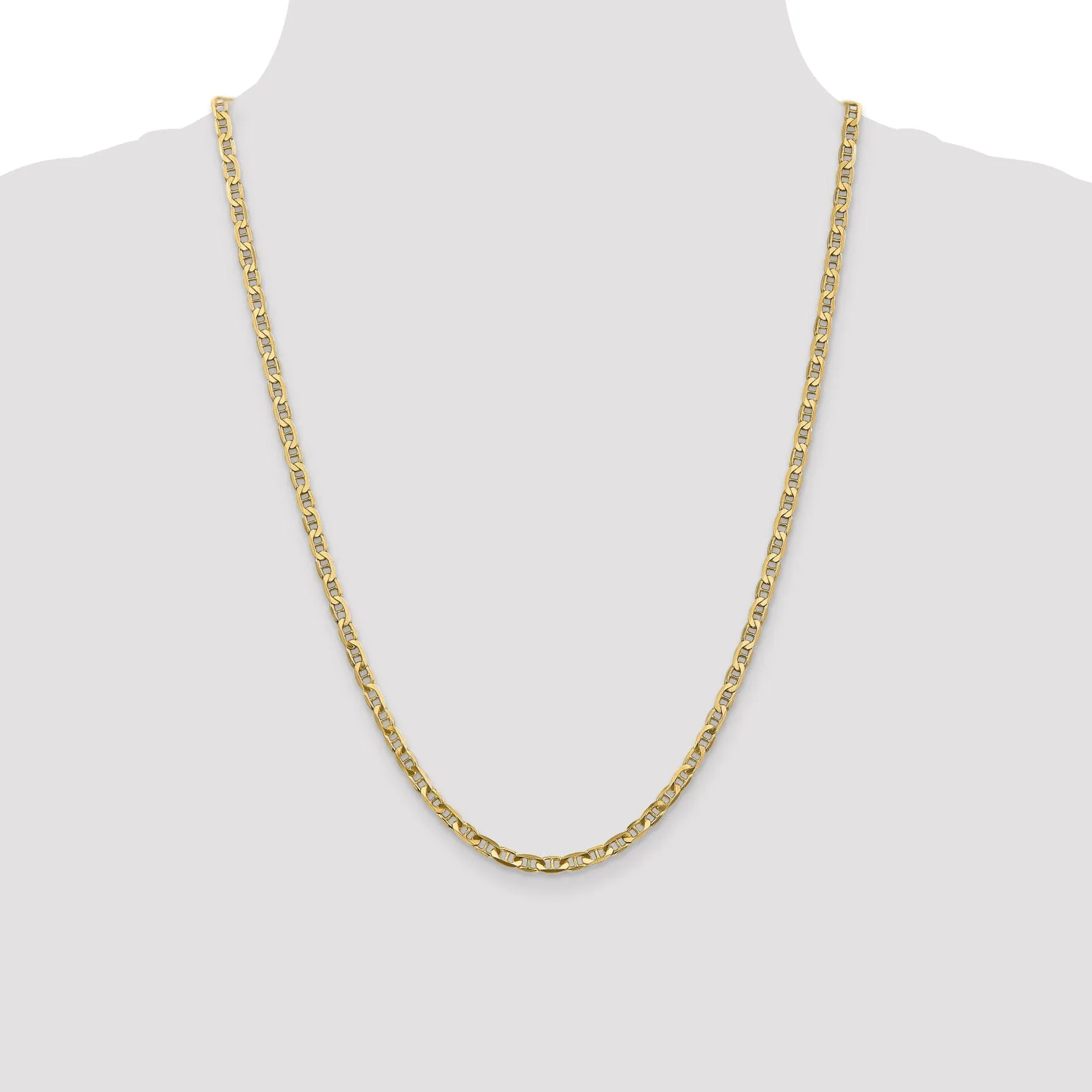 14k Yellow Gold 3.75mm Concave Anchor Chain