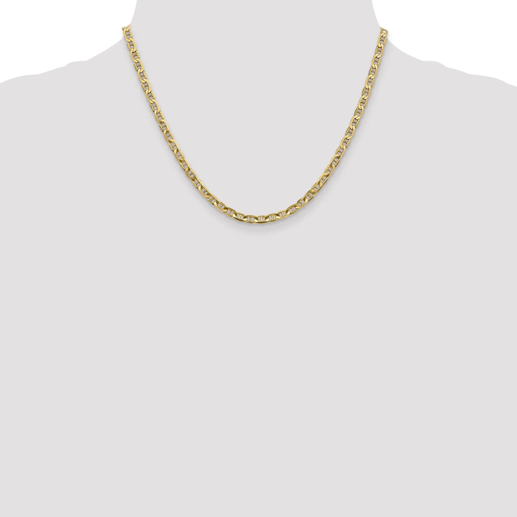 14k Yellow Gold 3.75mm Concave Anchor Chain