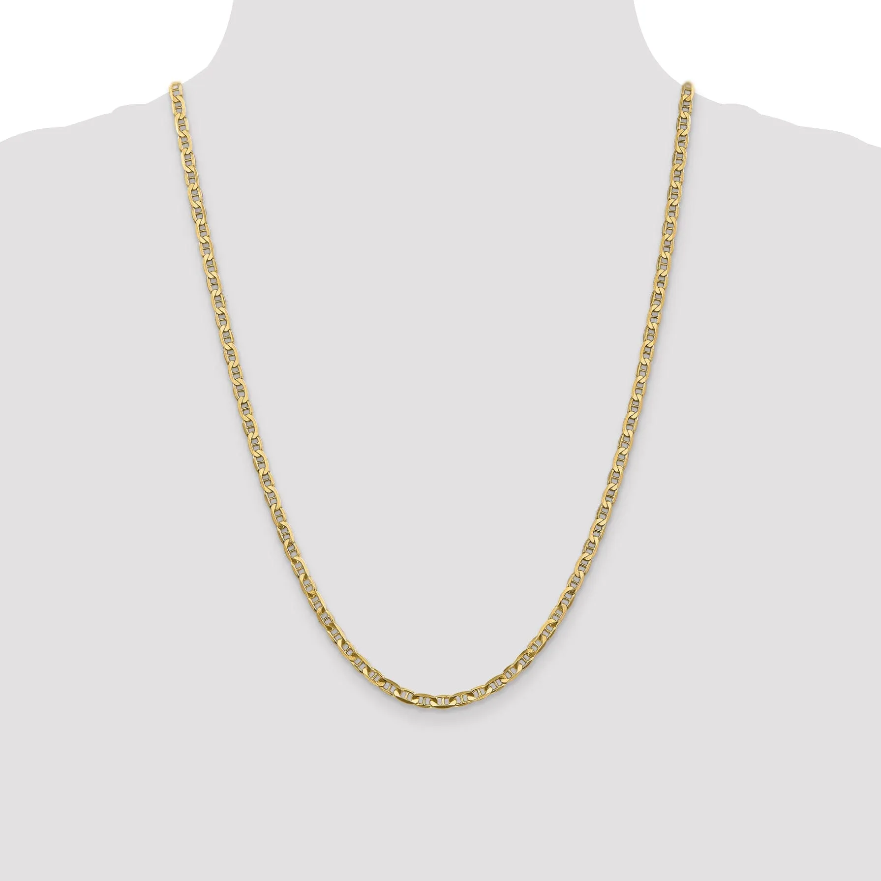 14k Yellow Gold 3.75mm Concave Anchor Chain