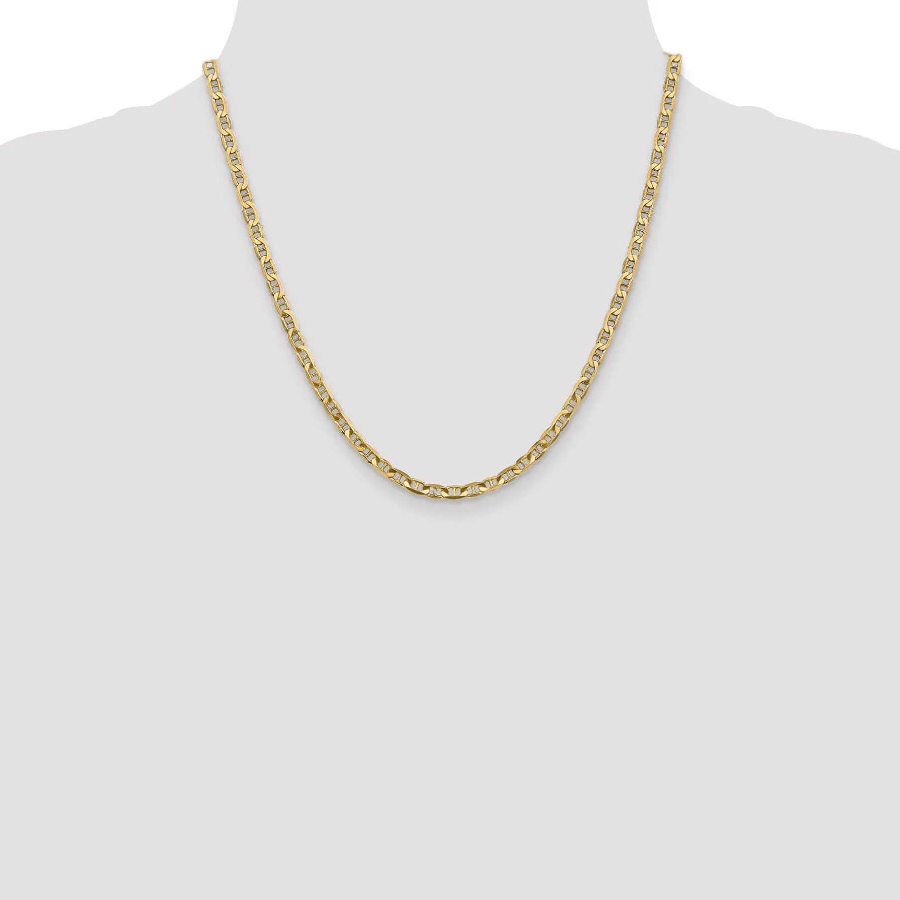 14k Yellow Gold 3.75mm Concave Anchor Chain