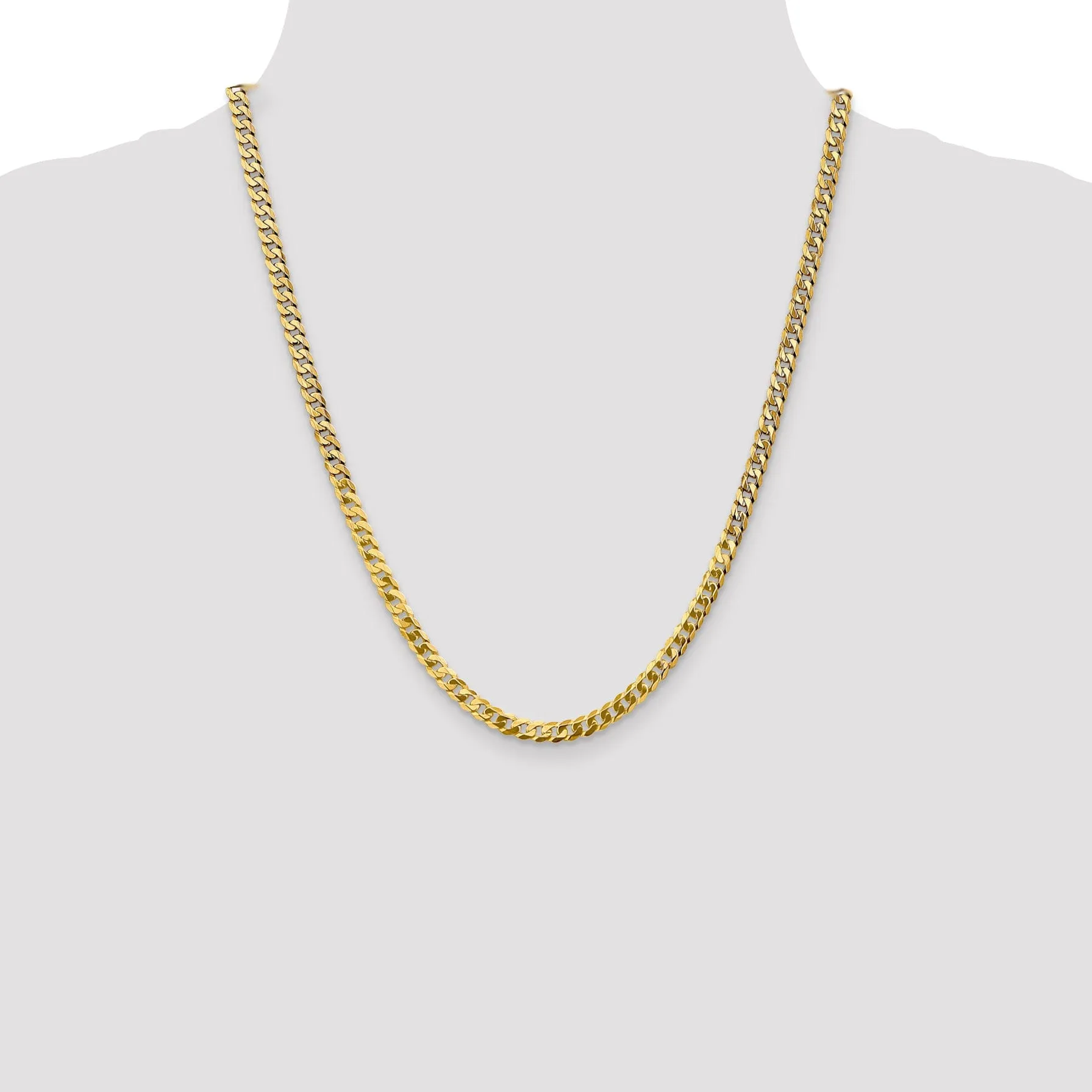 14k Yellow Gold 4.60mm Flat Beveled Curb Chain