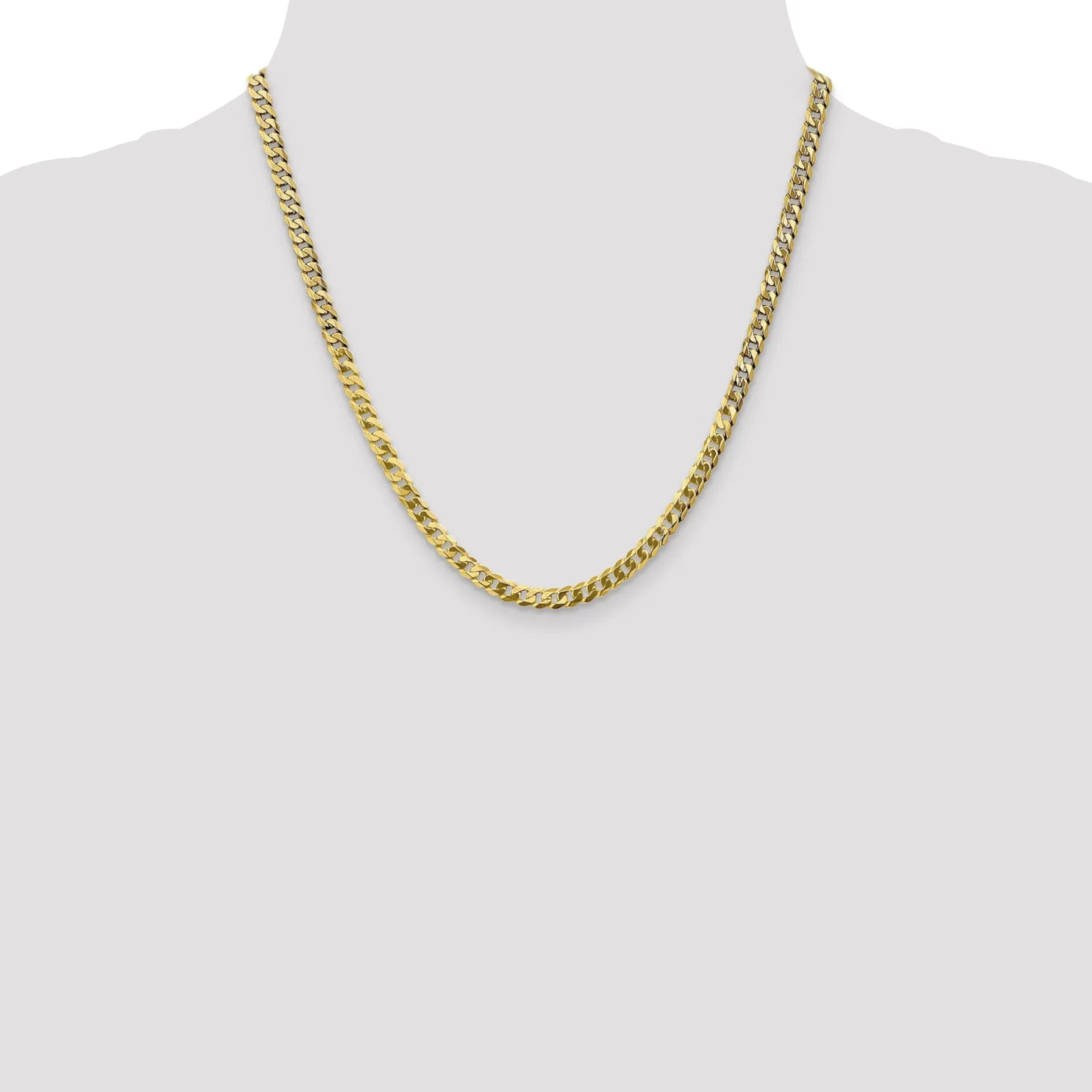 14k Yellow Gold 4.60mm Flat Beveled Curb Chain