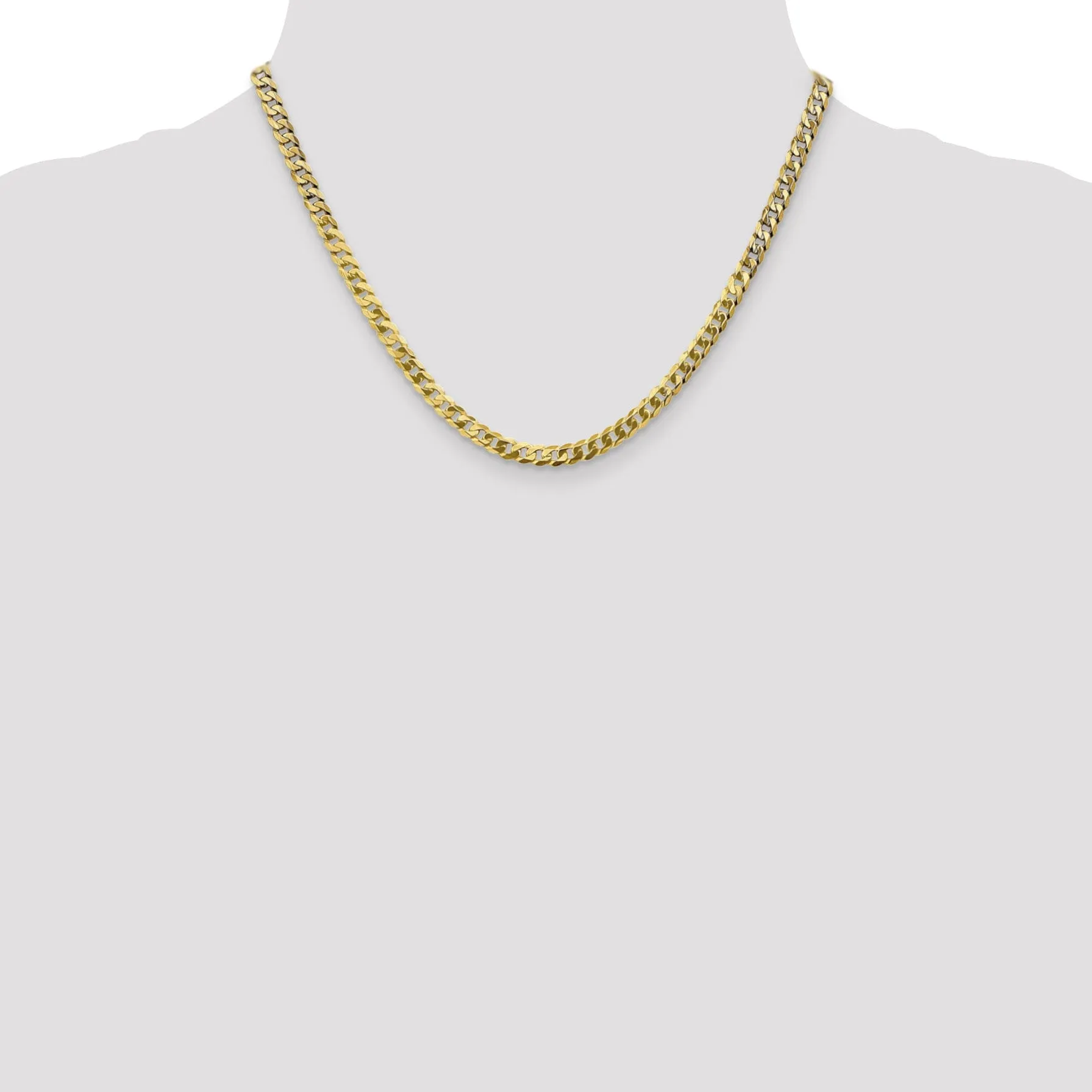 14k Yellow Gold 4.60mm Flat Beveled Curb Chain
