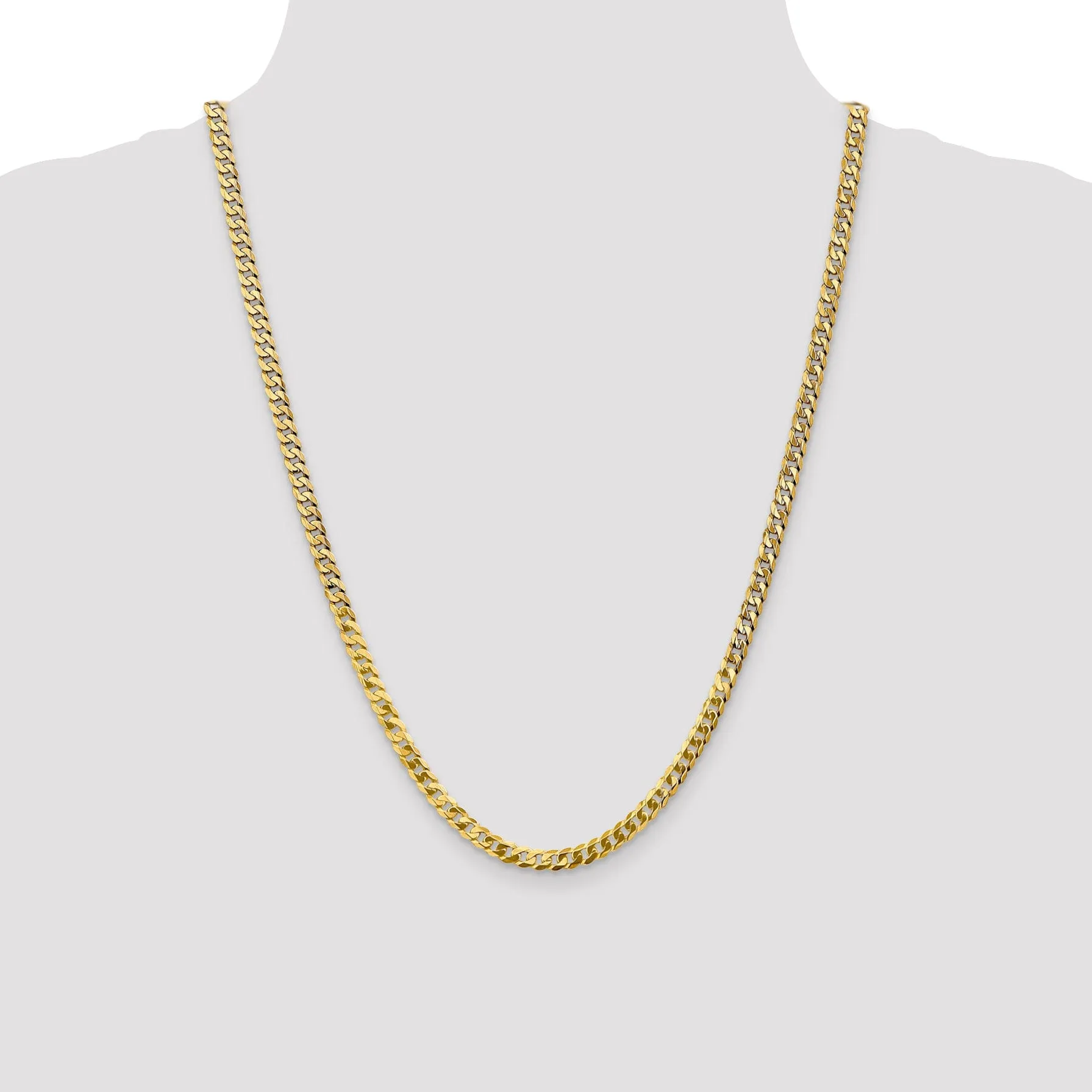 14k Yellow Gold 4.60mm Flat Beveled Curb Chain