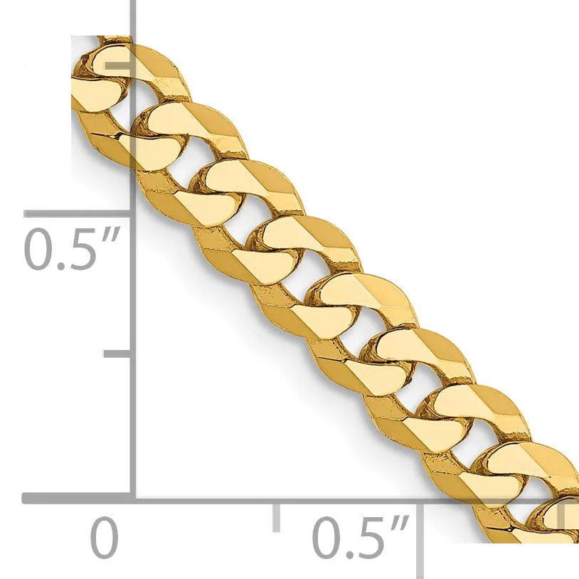 14k Yellow Gold 4.60mm Flat Beveled Curb Chain