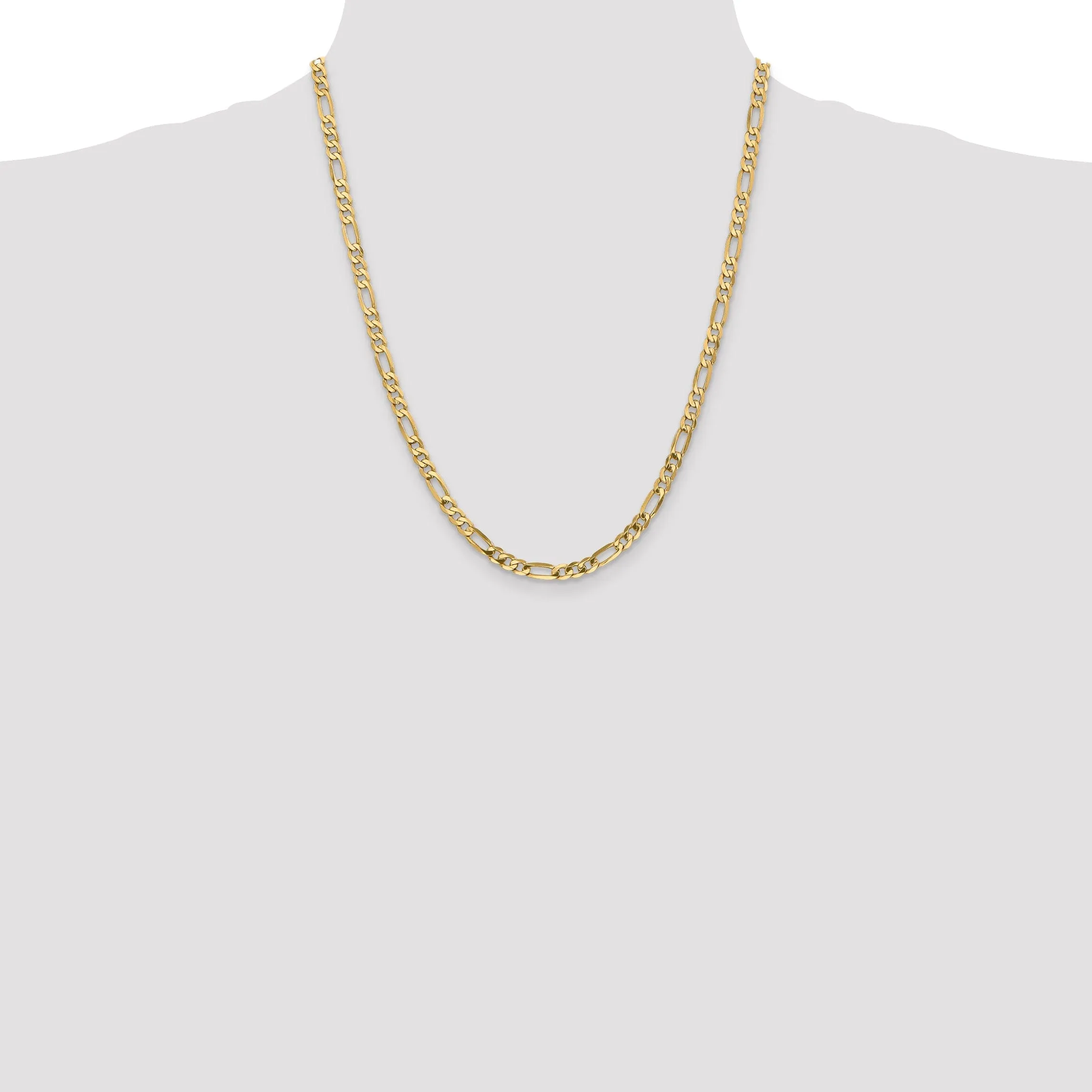 14k Yellow Gold 4.75-mm Flat Solid Figaro Chain