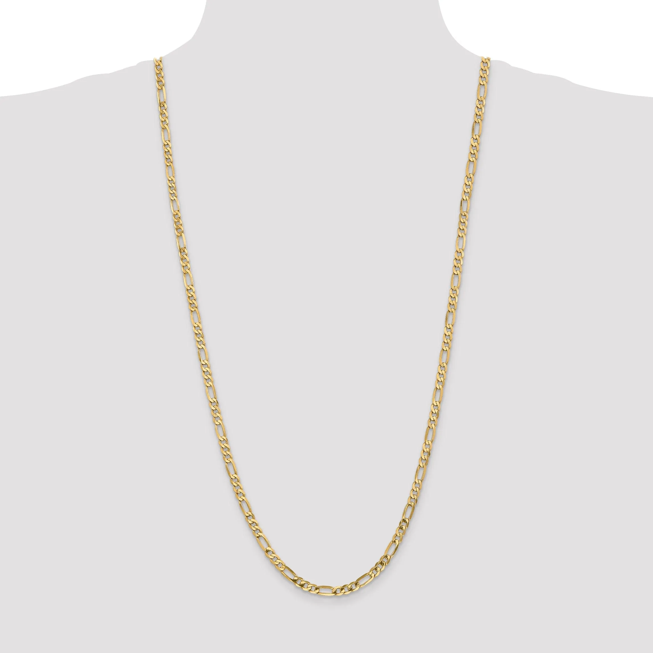 14k Yellow Gold 4.75-mm Flat Solid Figaro Chain