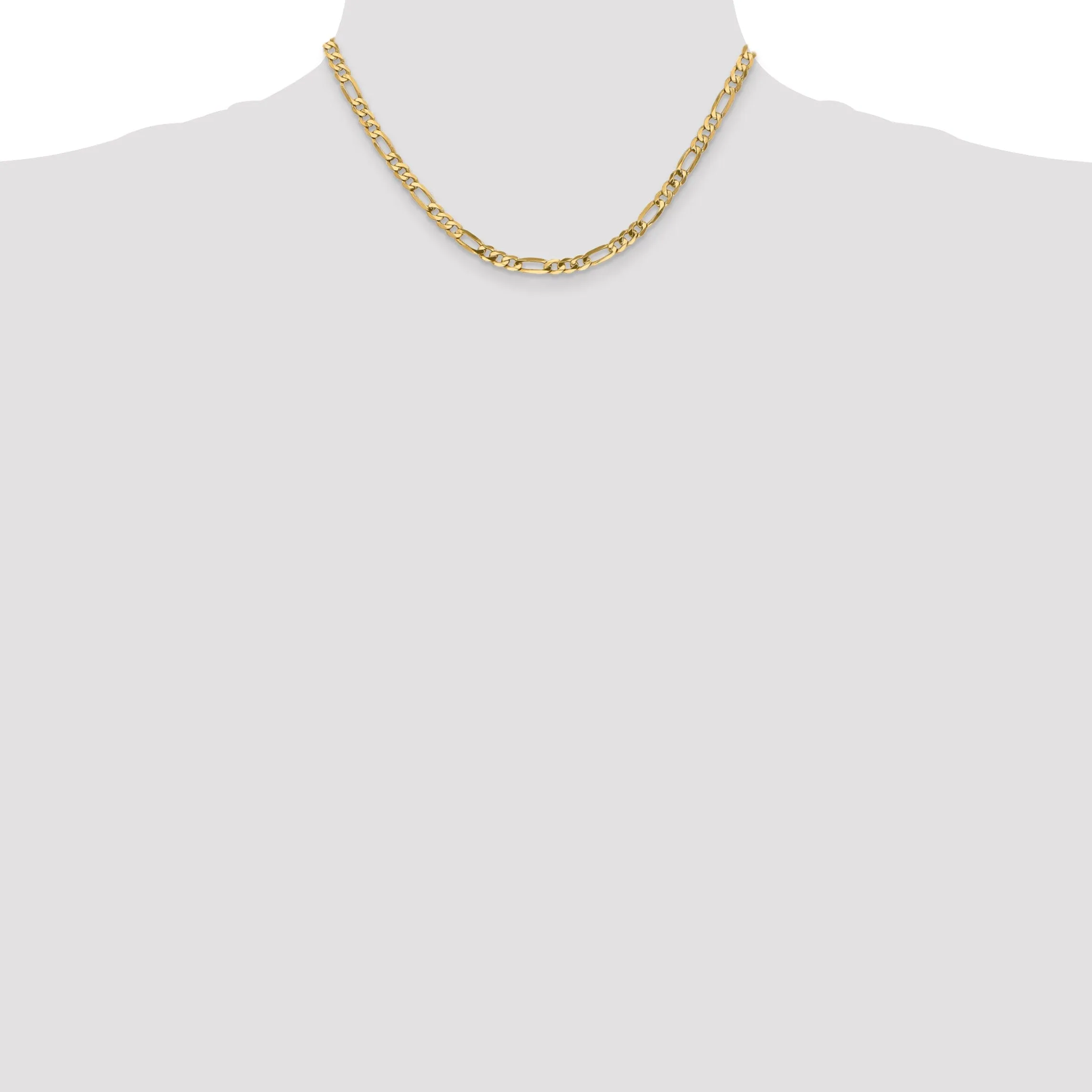 14k Yellow Gold 4.75-mm Flat Solid Figaro Chain