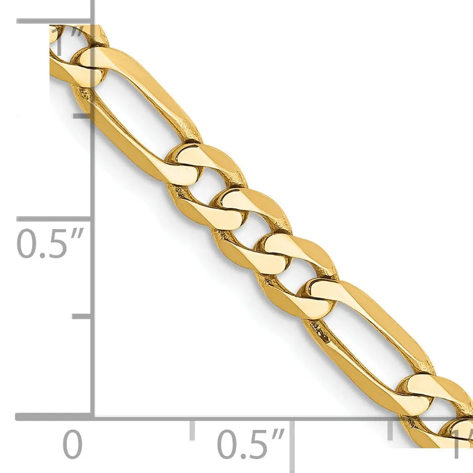14k Yellow Gold 4.75-mm Flat Solid Figaro Chain