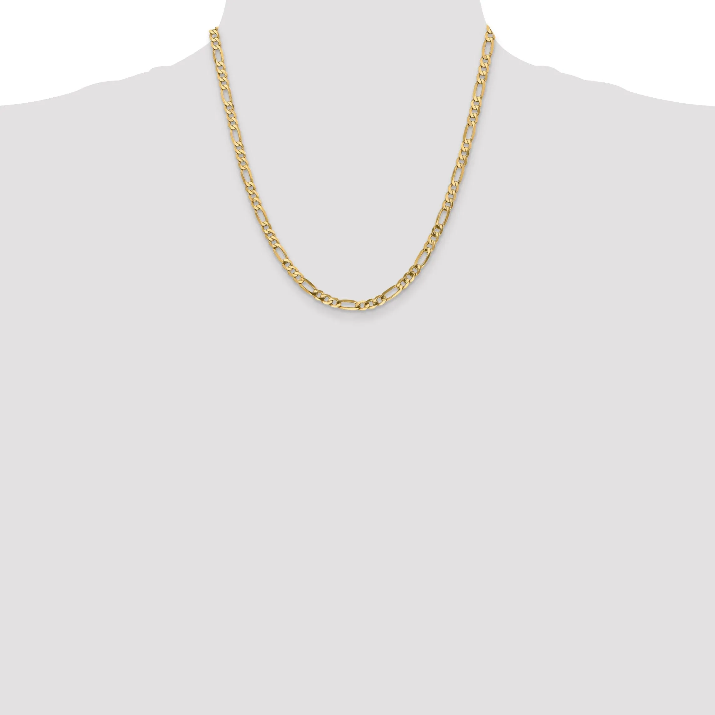 14k Yellow Gold 4.75-mm Flat Solid Figaro Chain