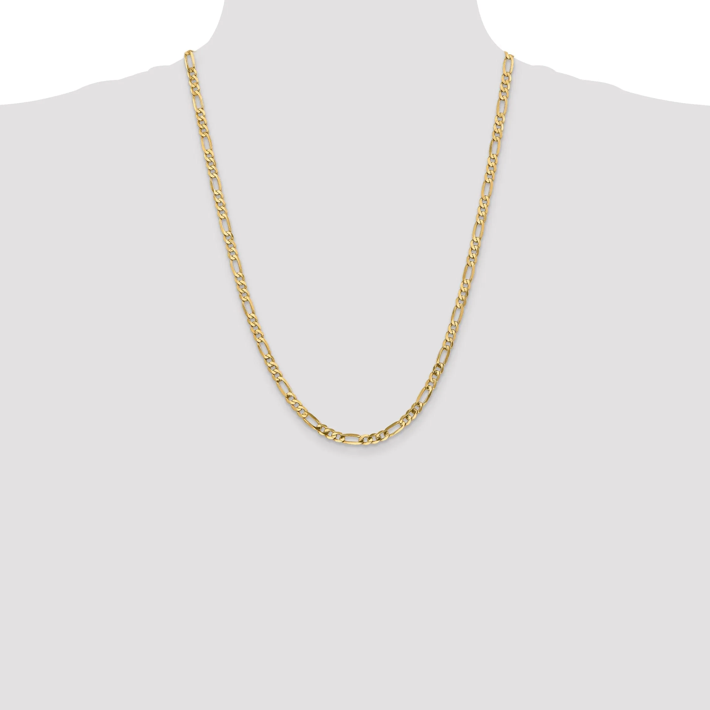 14k Yellow Gold 4.75-mm Flat Solid Figaro Chain